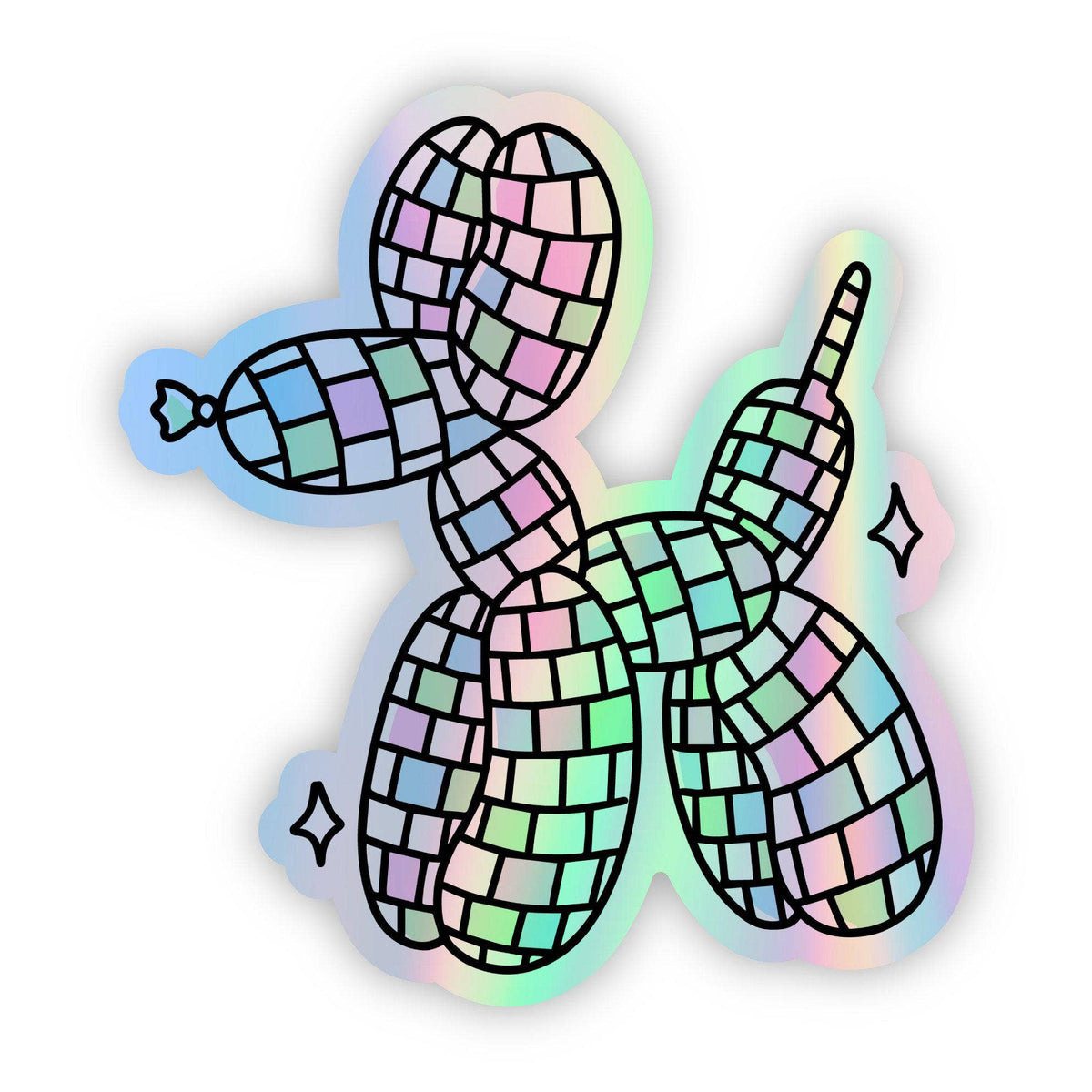 Disco Ball Balloon Dog Holographic Sticker