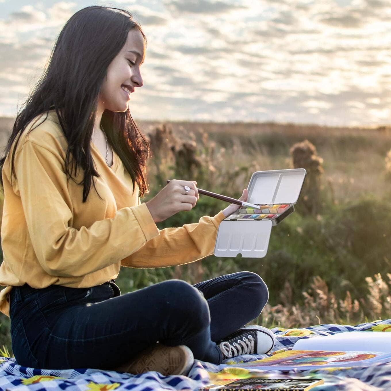 Arteza® Metallic &amp; Iridescent Watercolor Half Pans 12 pc.