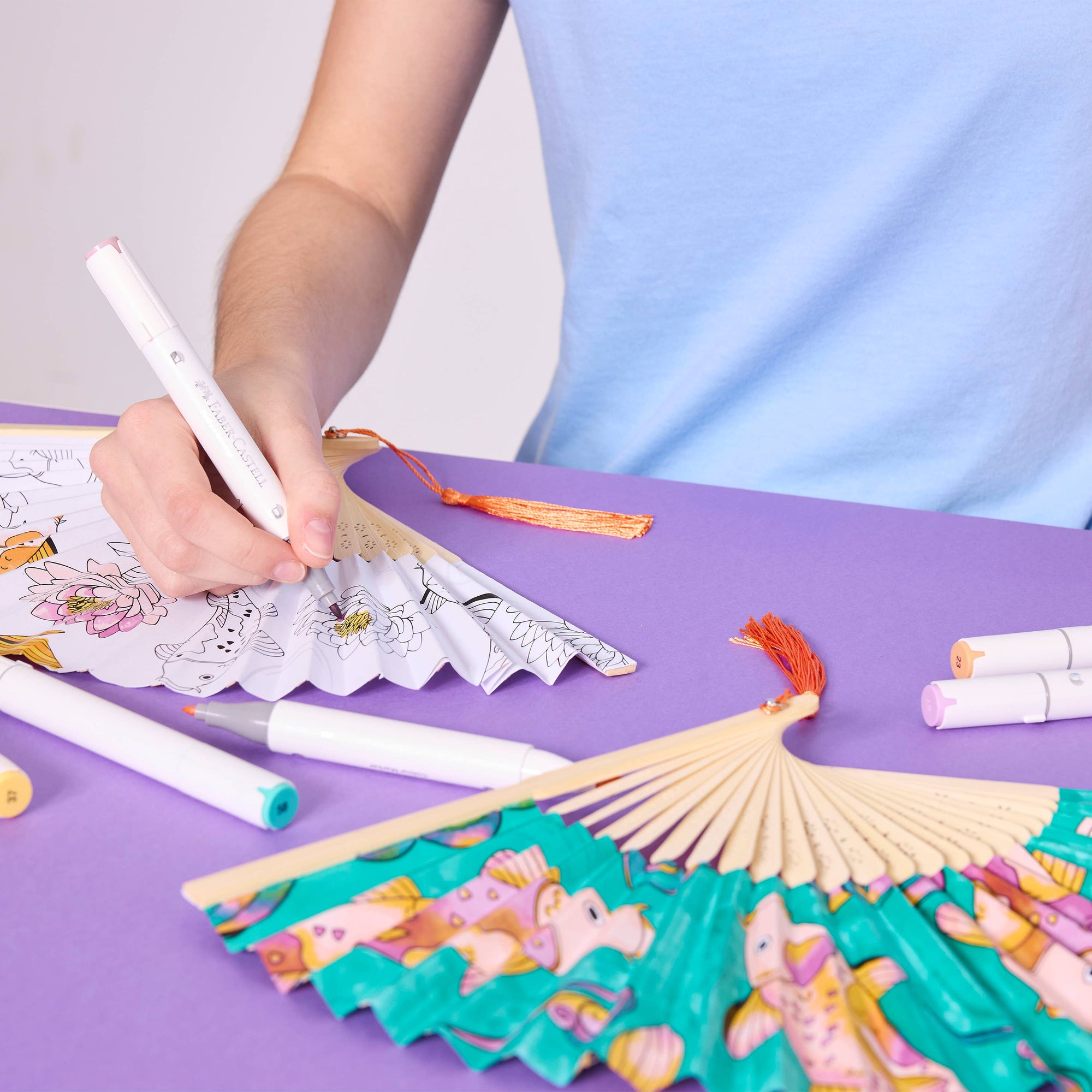 Paper Fan Painting Kit for Kids - Koi Fish