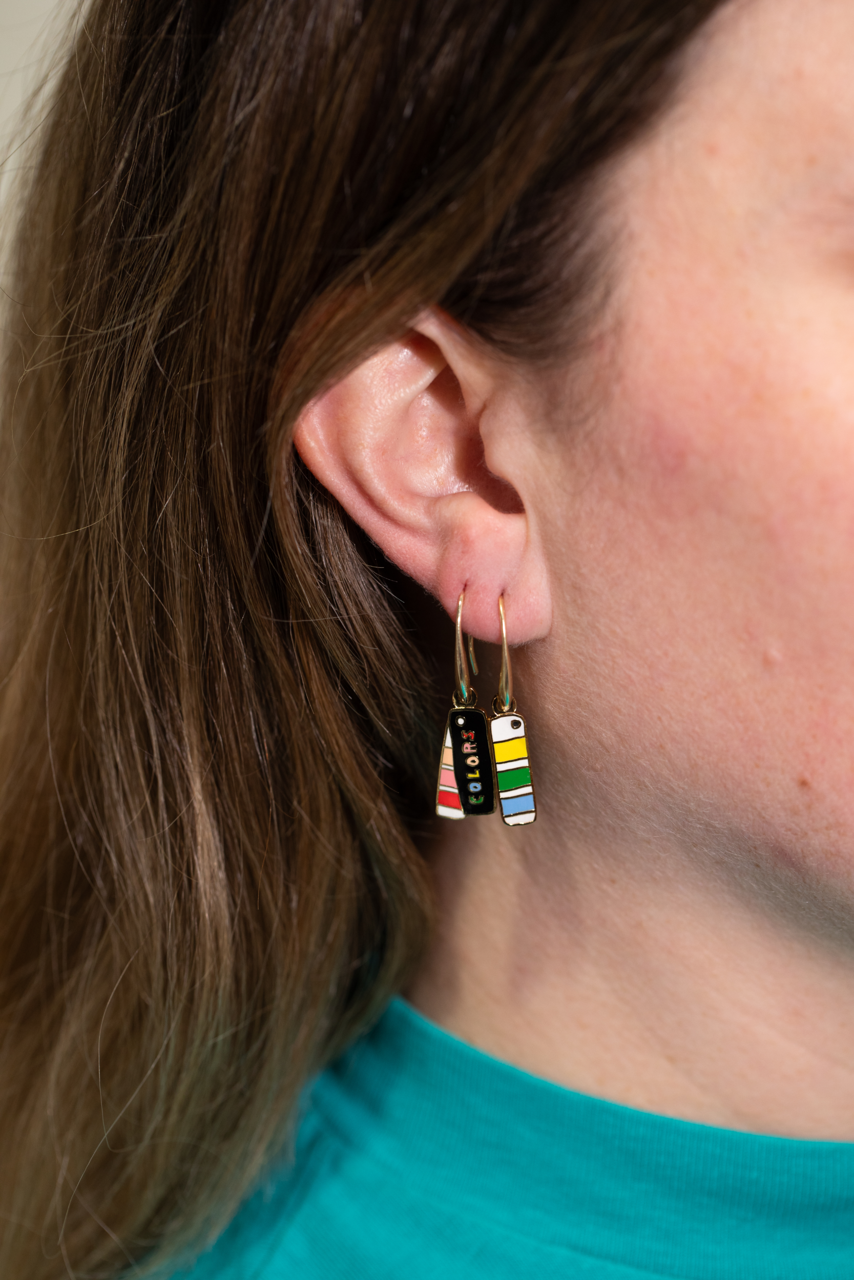 Color Swatch Book Drop Earrings | Artist Gold Jewelry Gift