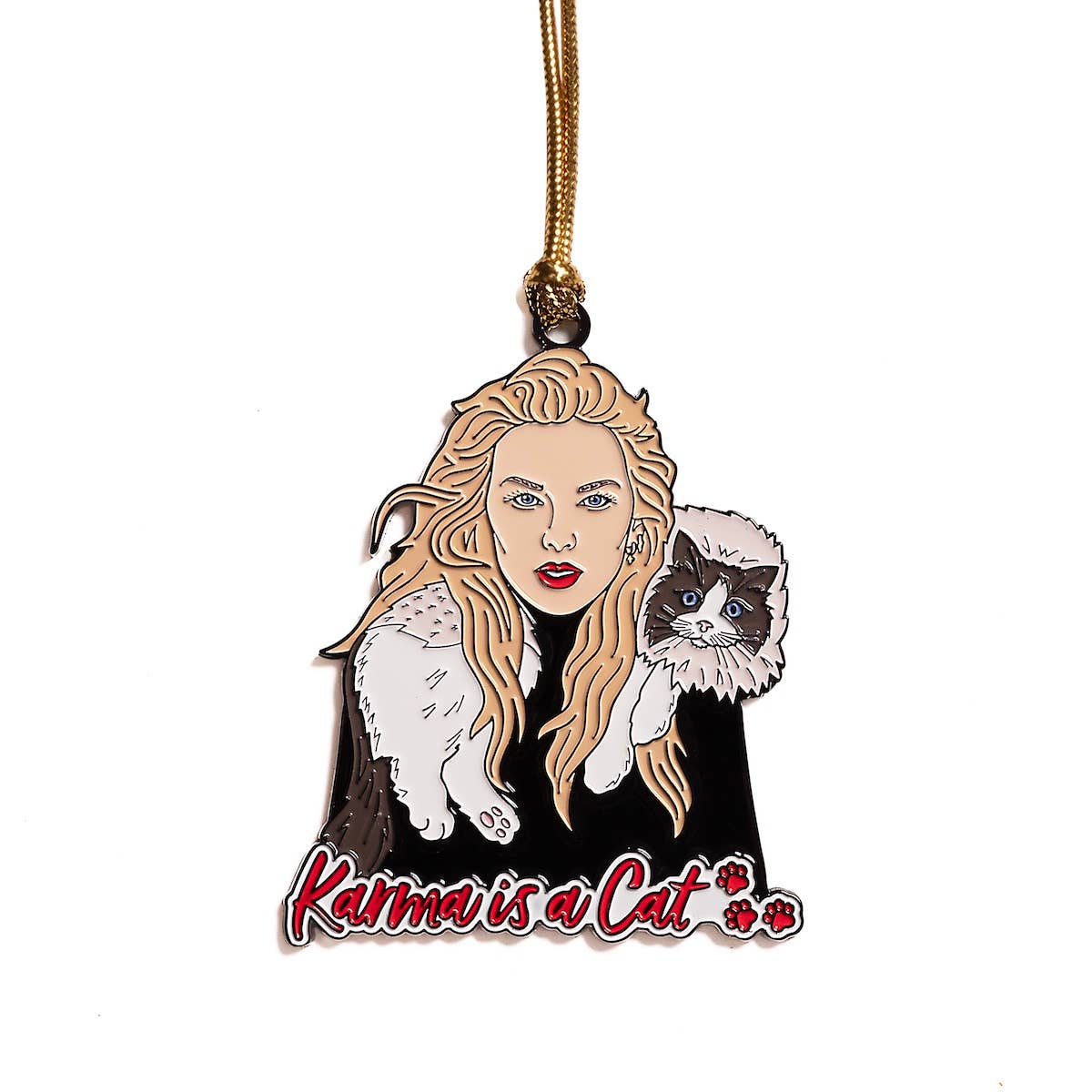 Karma is a Cat Pop Star Enamel Holiday Ornament