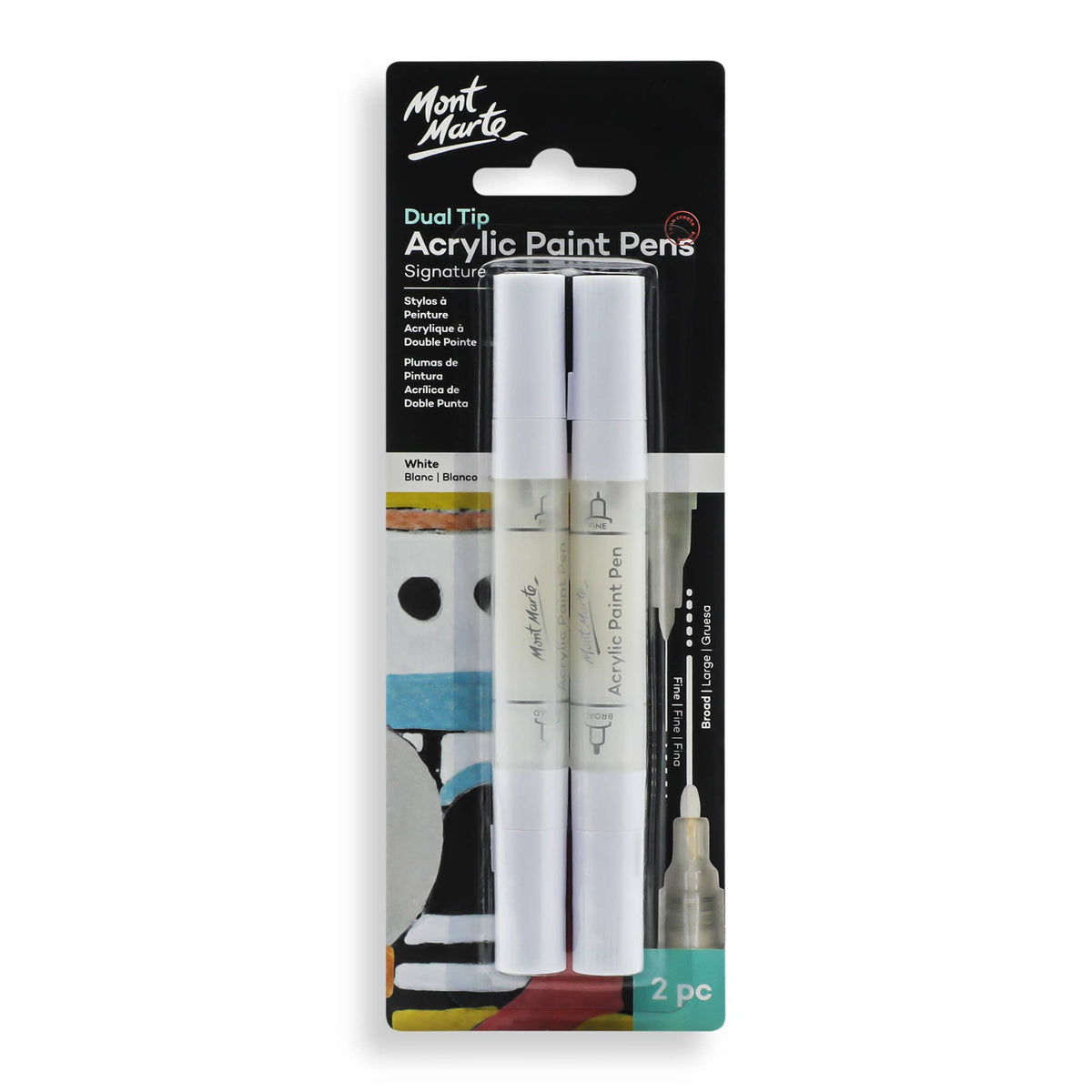 Dual Tip Acrylic Paint Pens Signature White 2pc