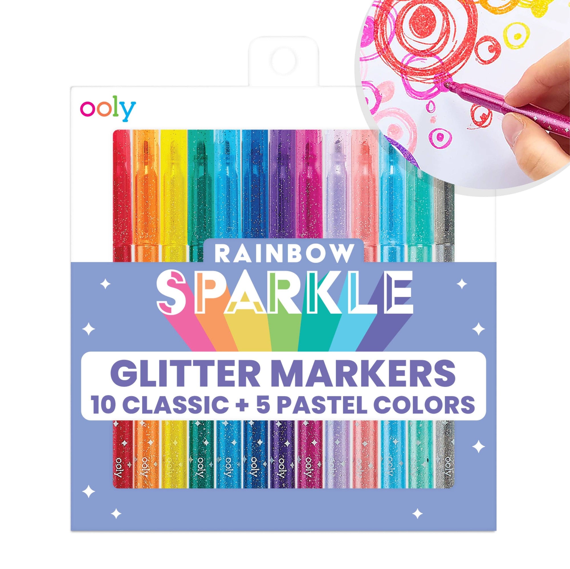 Rainbow Sparkle Glitter Markers - Set of 15