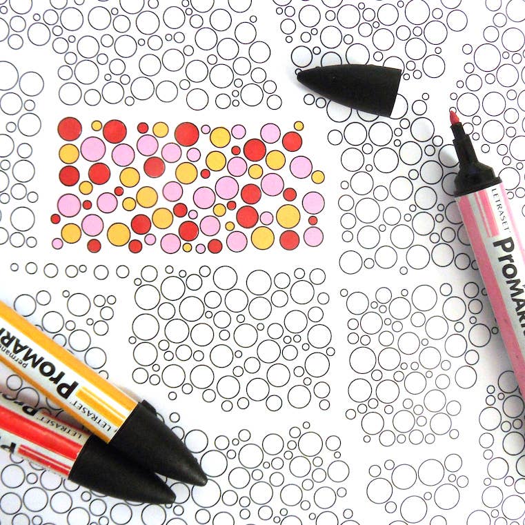 Bubbles United States Coloring Map: Flat with Cardboard Backing