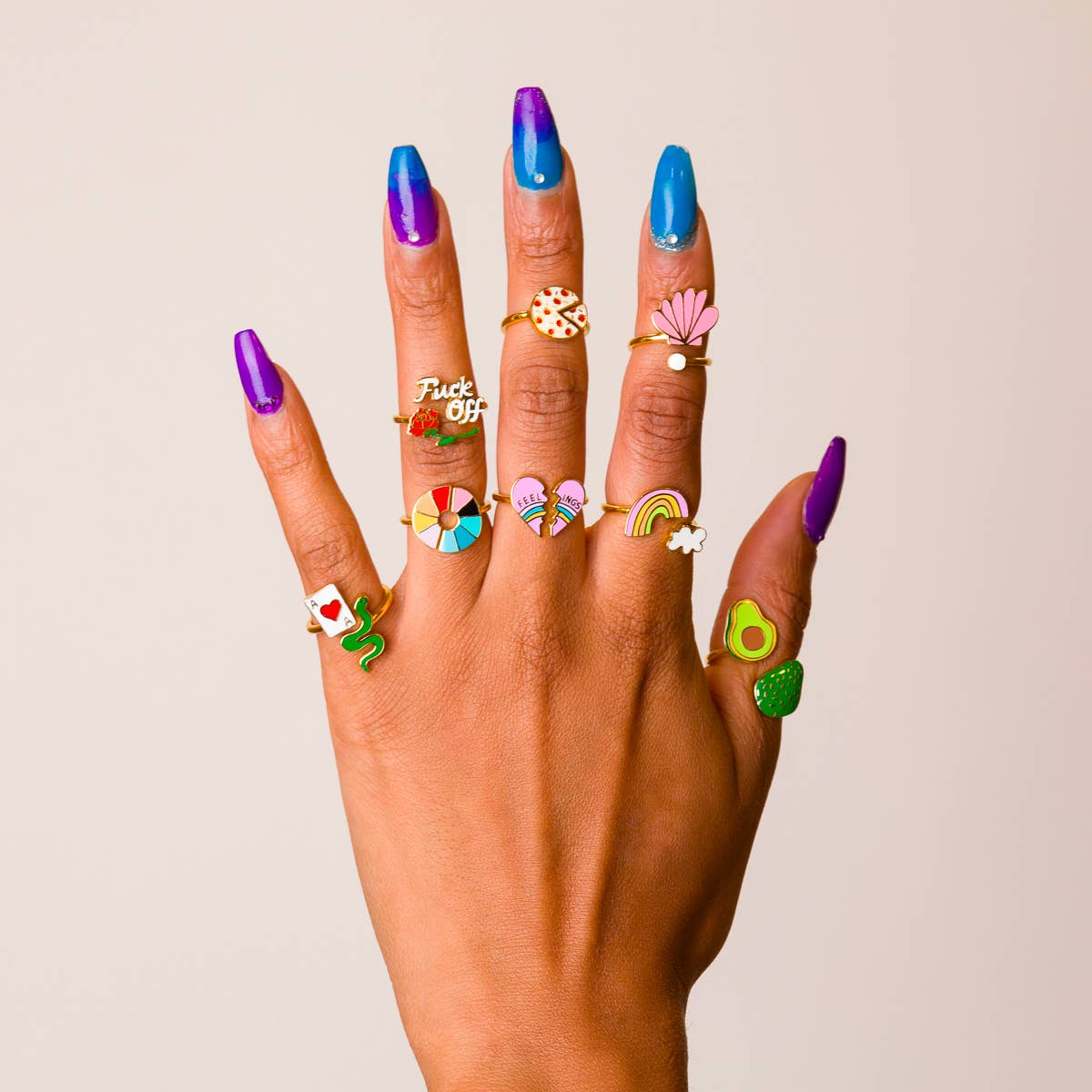 Color Wheel Adjustable Gold Ring | Art Jewelry