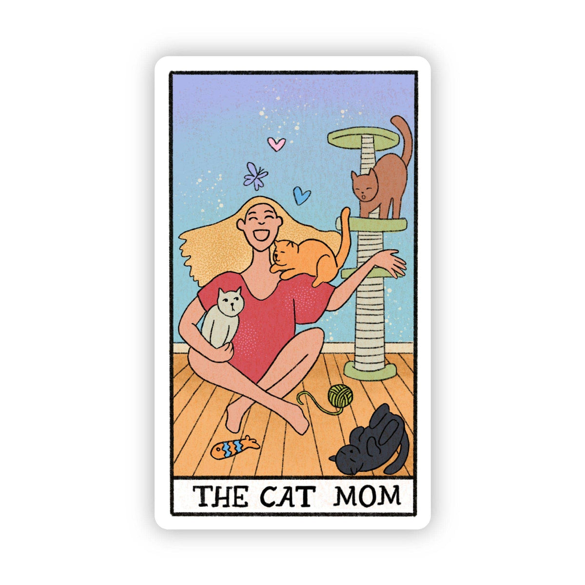 &quot;The Cat Mom&quot; Tarot Card Sticker