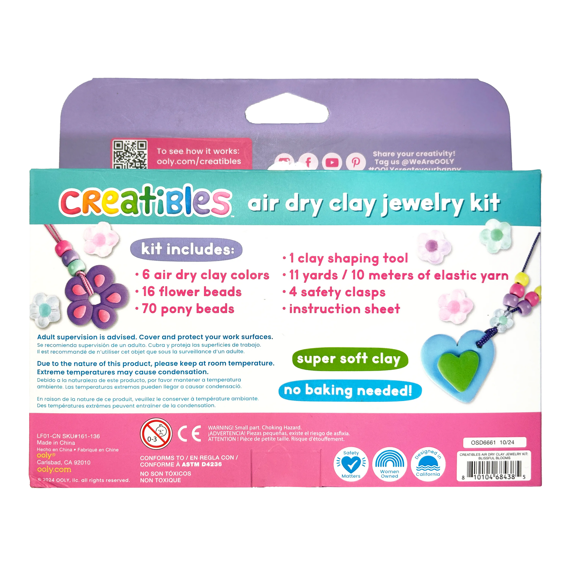 Creatibles Air Dry Clay Jewelry Kit - Blissful Blooms