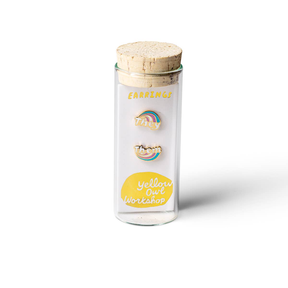 They Them Earrings | Pride Nonbinary Gold Mismatched Studs