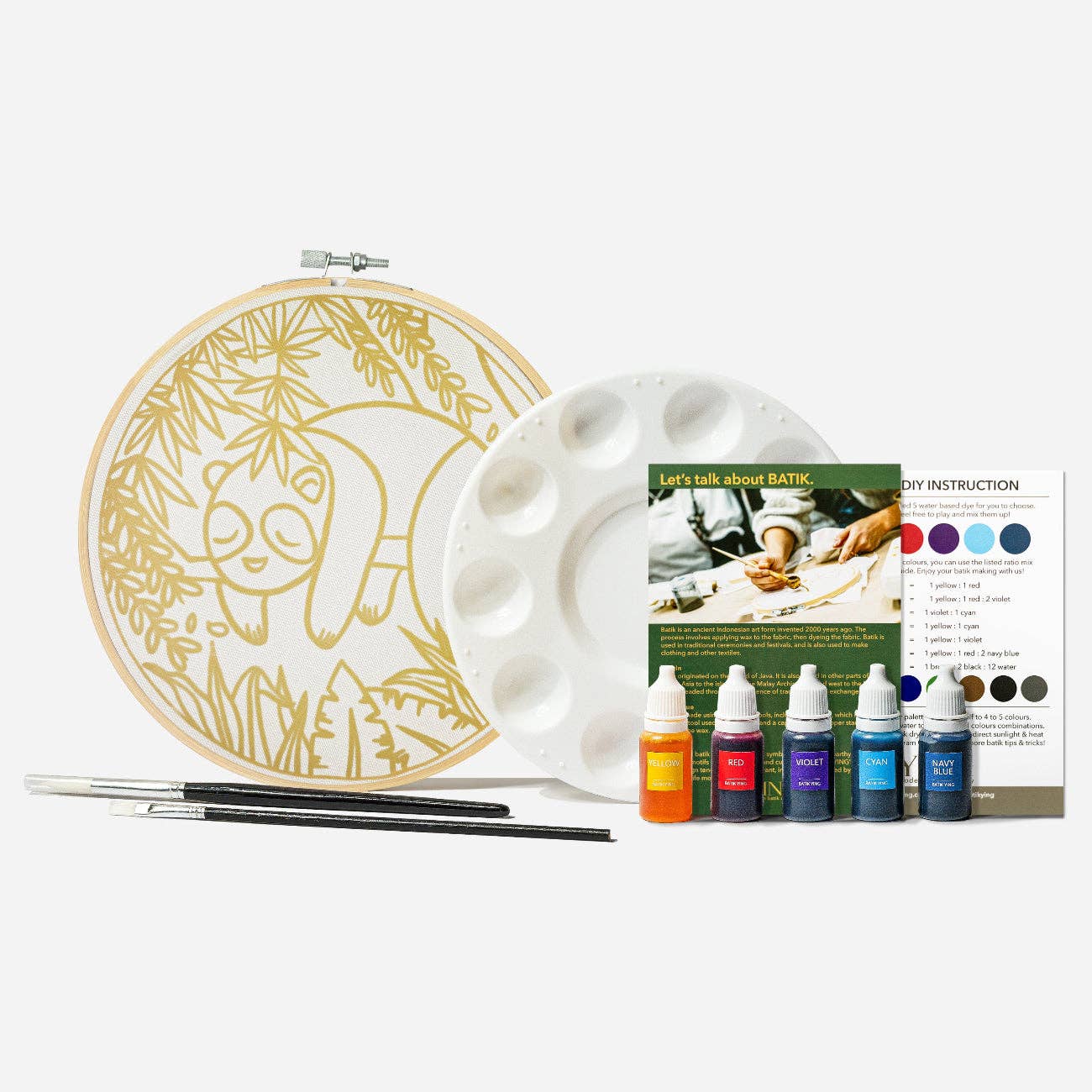 Sleepy Panda | Batik Craft Kit | Hand-Waxed DIY Art Kit UK: Batik Kit