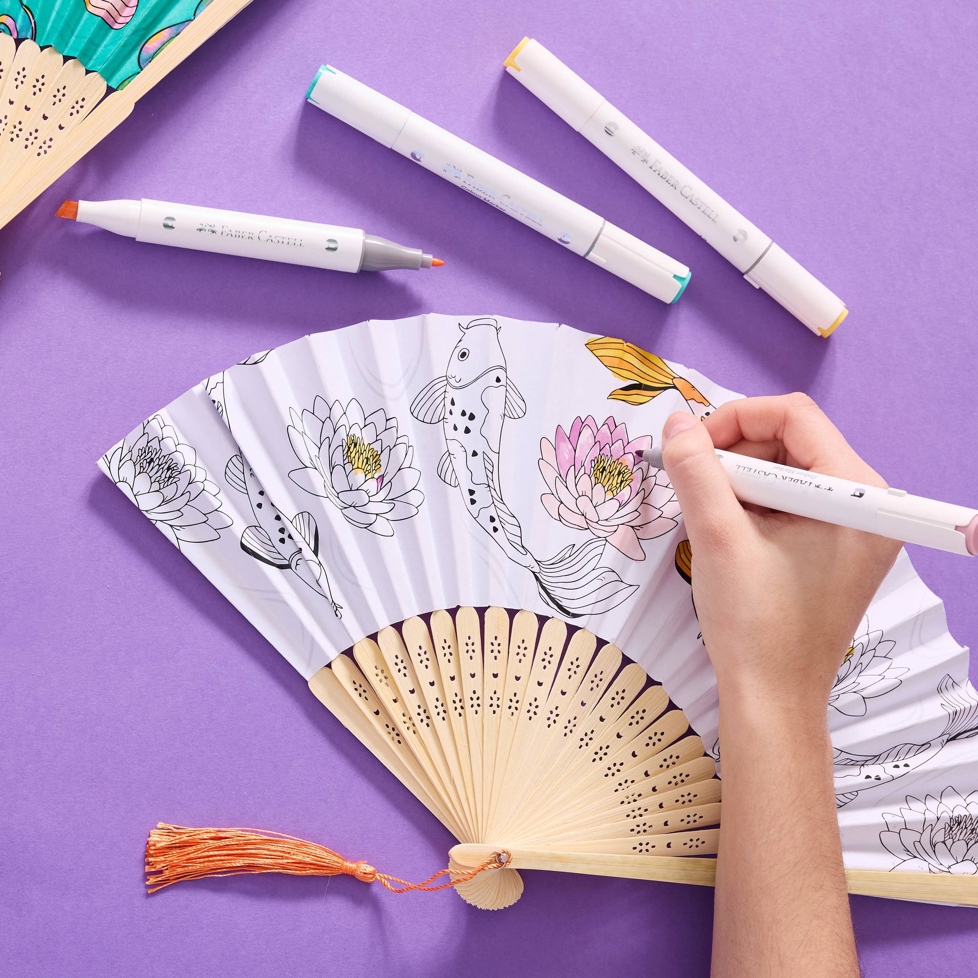 Paper Fan Painting Kit for Kids - Koi Fish