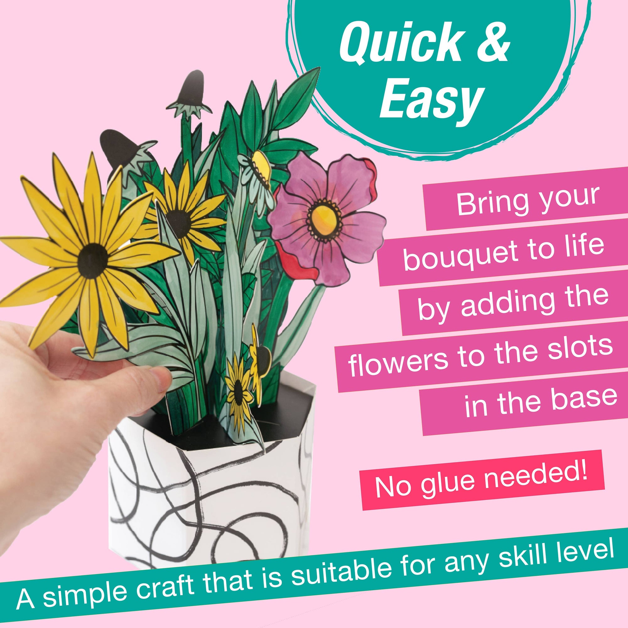 Pop Up Coloring Wildflower Bouquet - Adult Coloring Craft