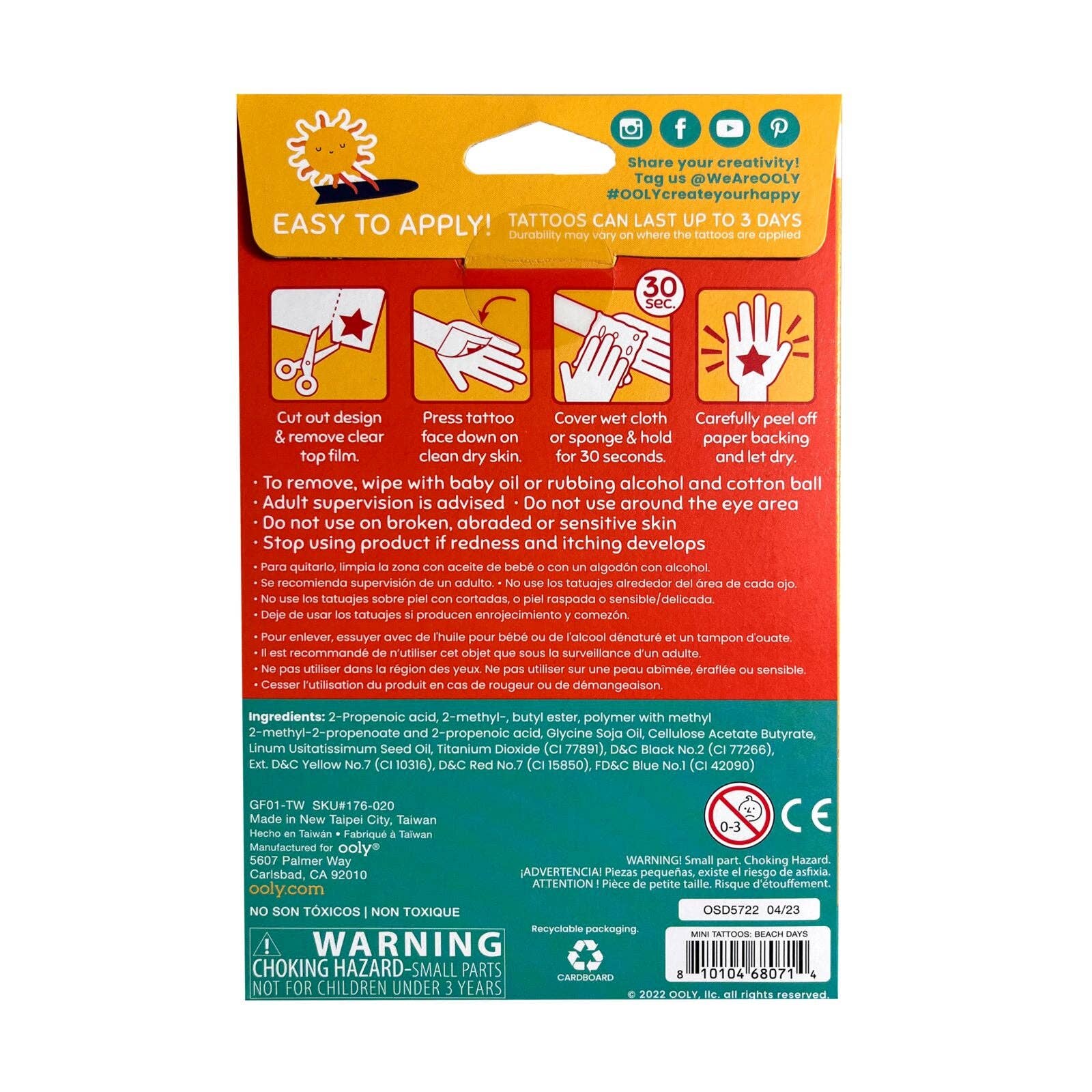 Tattoo Palooza: Mini Temporary Tattoos - Beach Days (3 Sheet