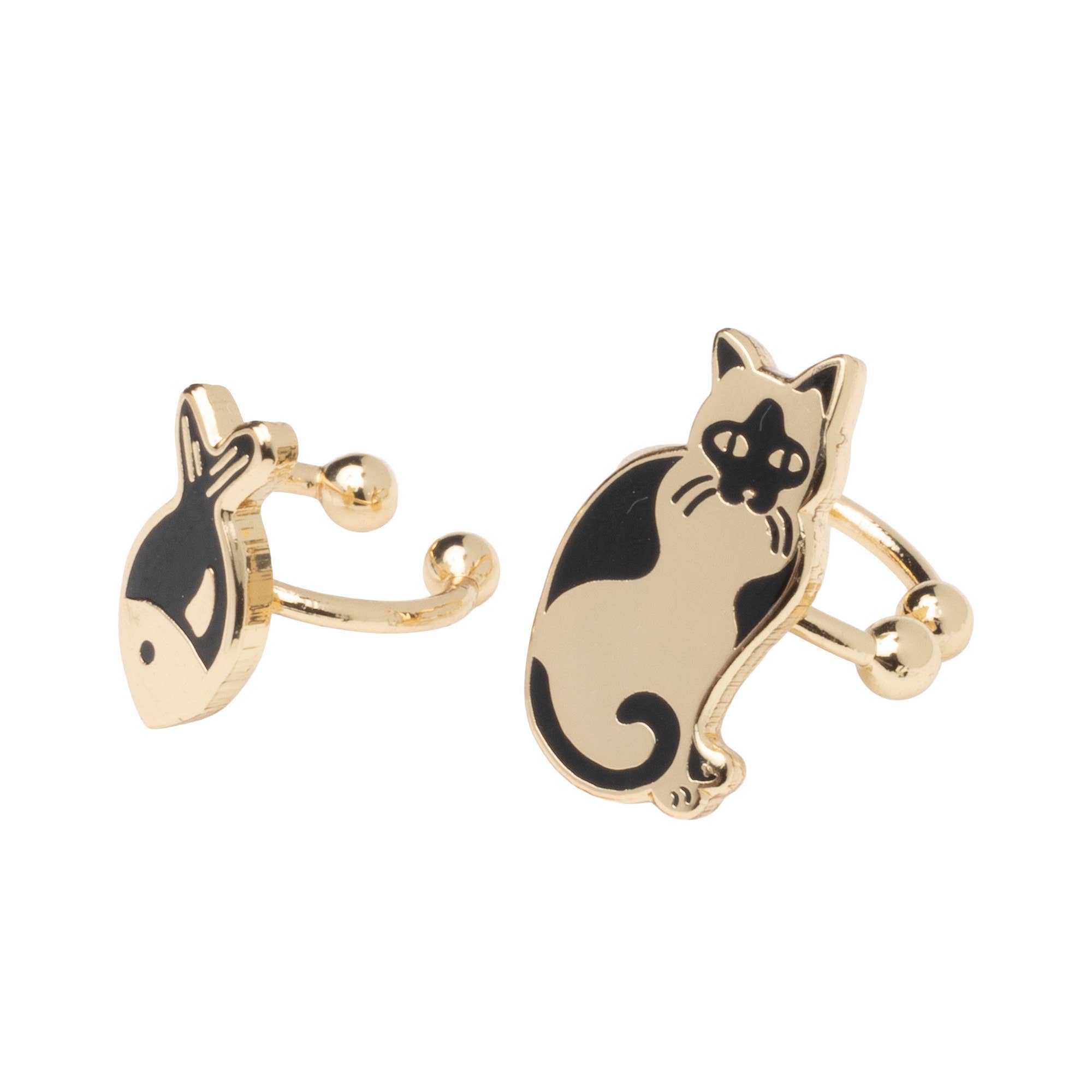 Cat &amp; Fish Ear Cuffs | No Piercing Gold Jewelry