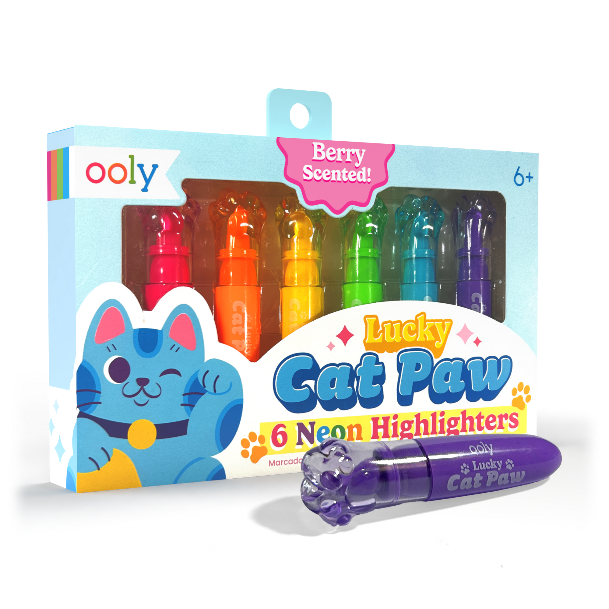 Lucky Cat Paw: Neon Highlighters - Berry Scent (Set of 6)