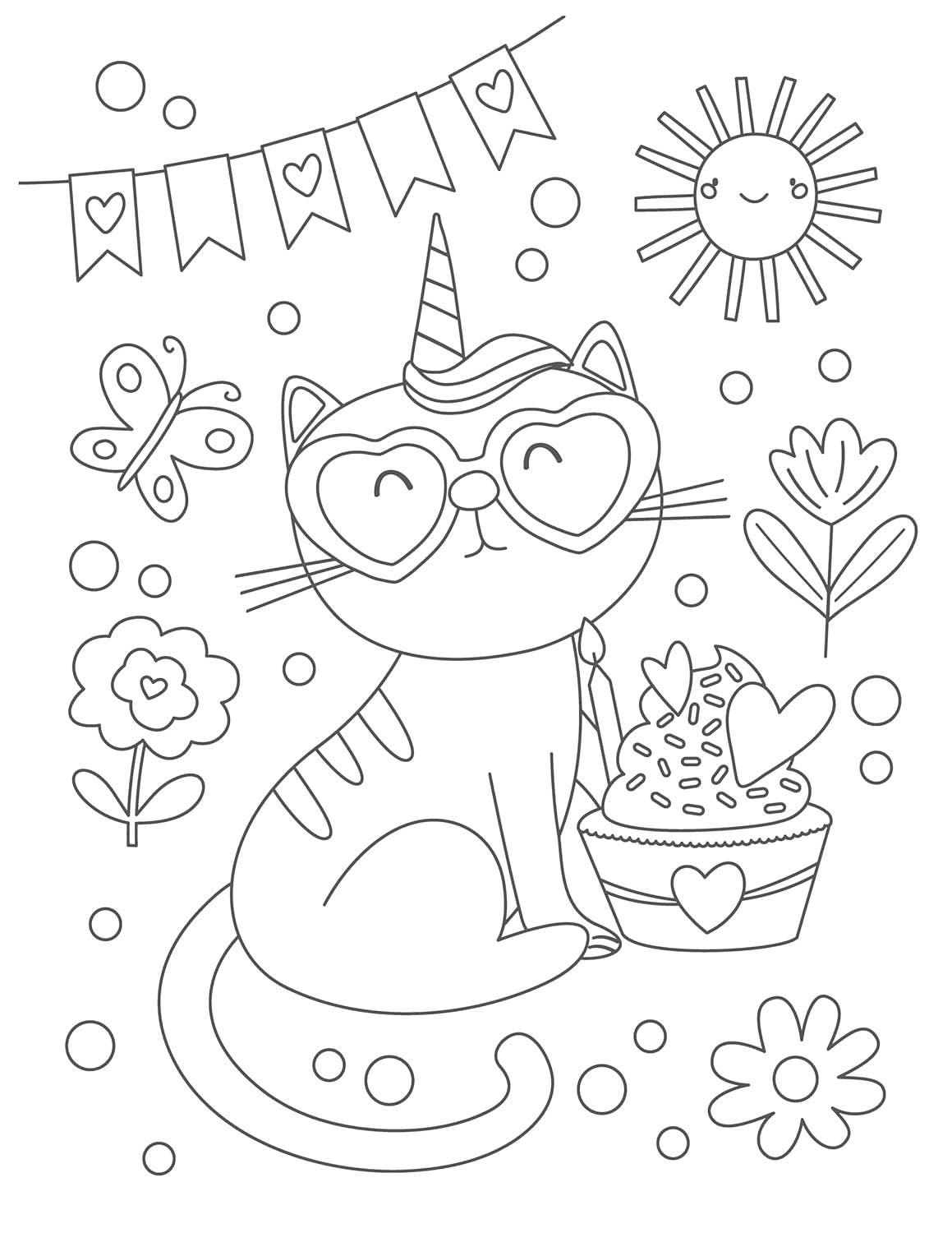 Silly Caticorns Coloring Book