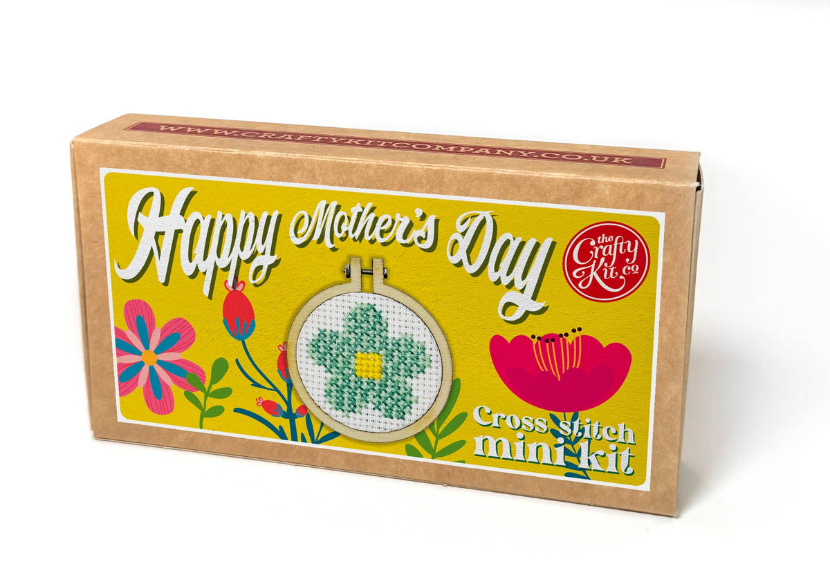 &#39;Happy Mother&#39;s Day&#39; (Flower) Mini Matchbox Cross Stitch Kit
