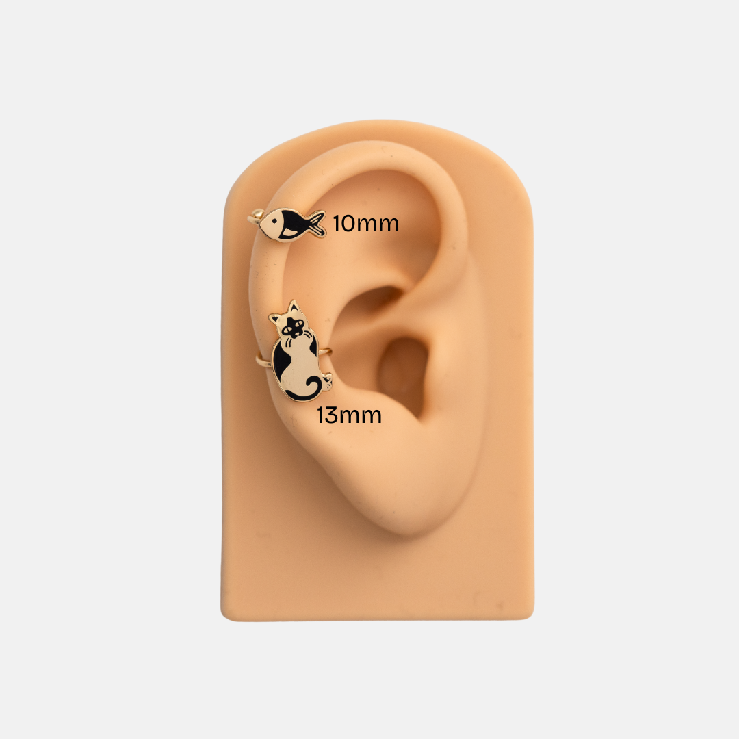 Cat &amp; Fish Ear Cuffs | No Piercing Gold Jewelry