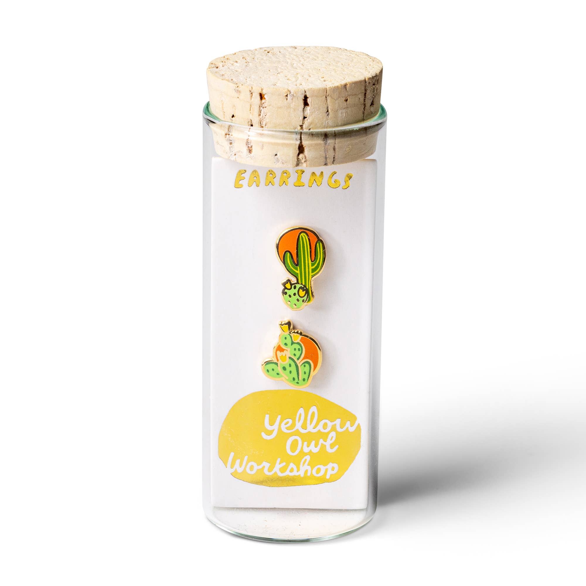Southwest Cactus Earrings | Desert Mismatched Gold Studs