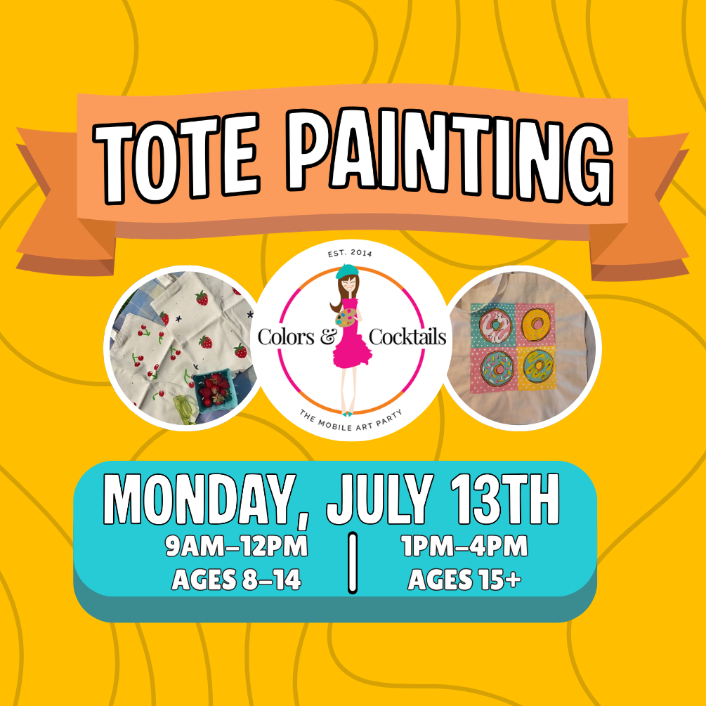 Mon. 7/13: Summer Tote Painting @ Colors &amp; Cocktails Art Camp Day 1!