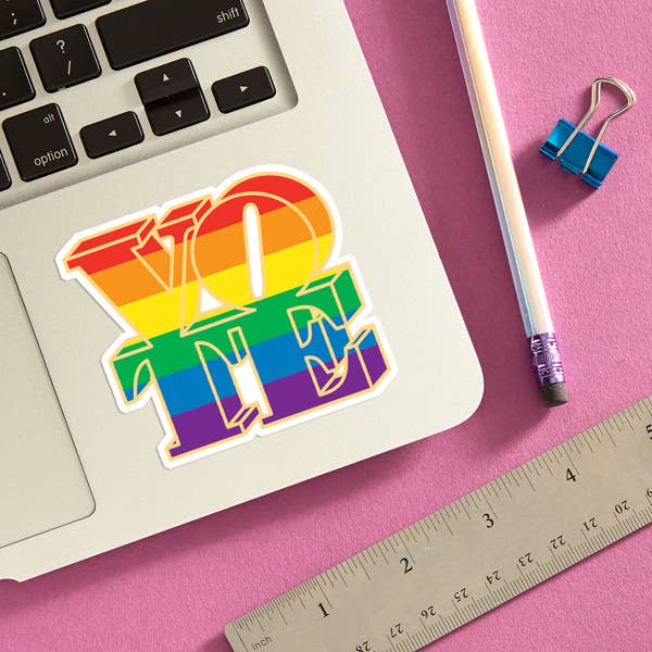 Vote Rainbow Die Cut Sticker