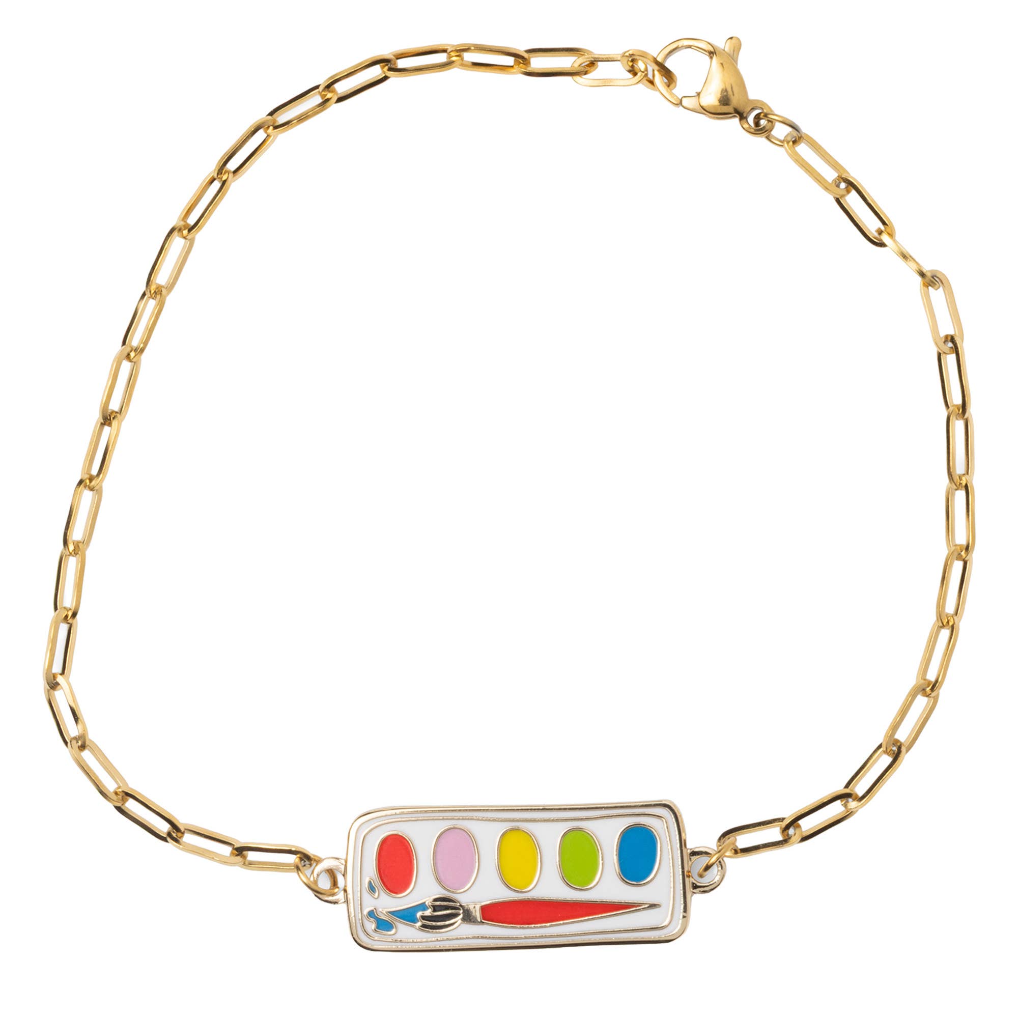 Paint Set Charm Bracelet | 18k Gold Enamel Artist Gift