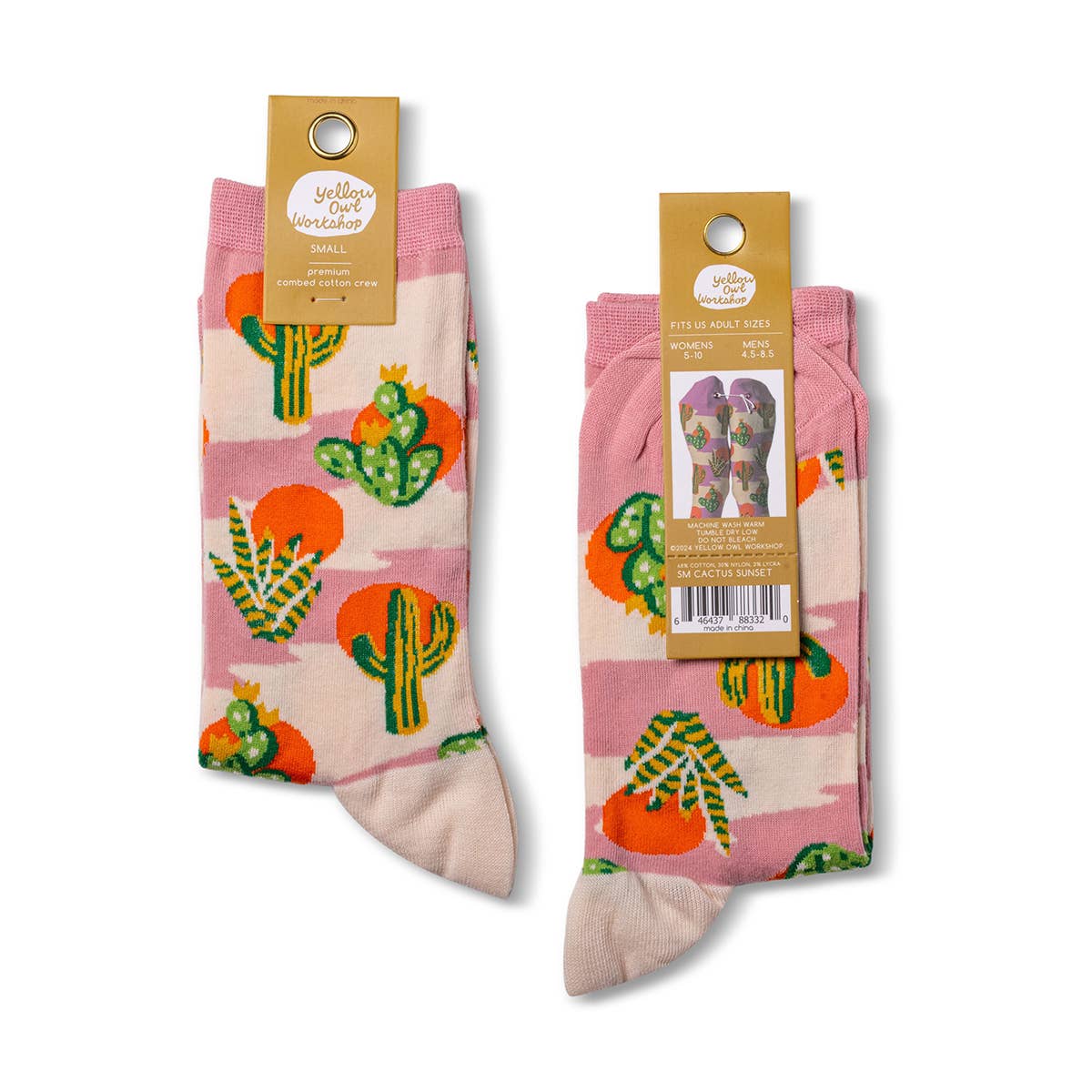 Southwest Cactus Crew Socks | Desert Plant Socks | Small