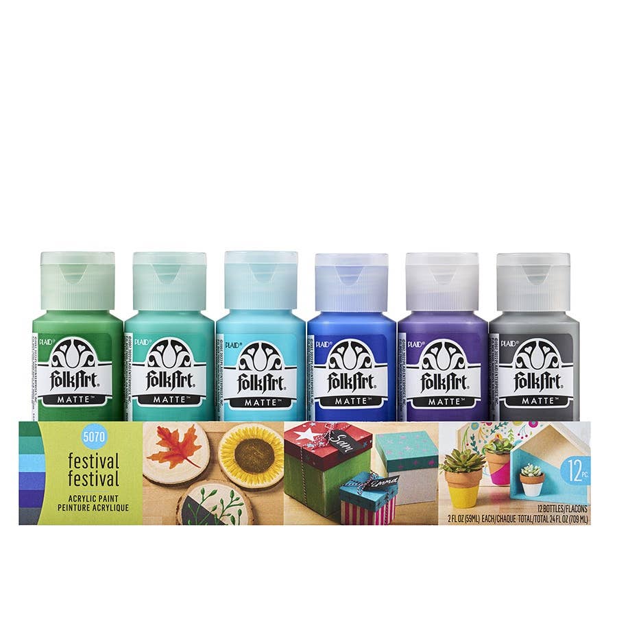 Matte Acrylic Paint Set of 12 Colors: Festival