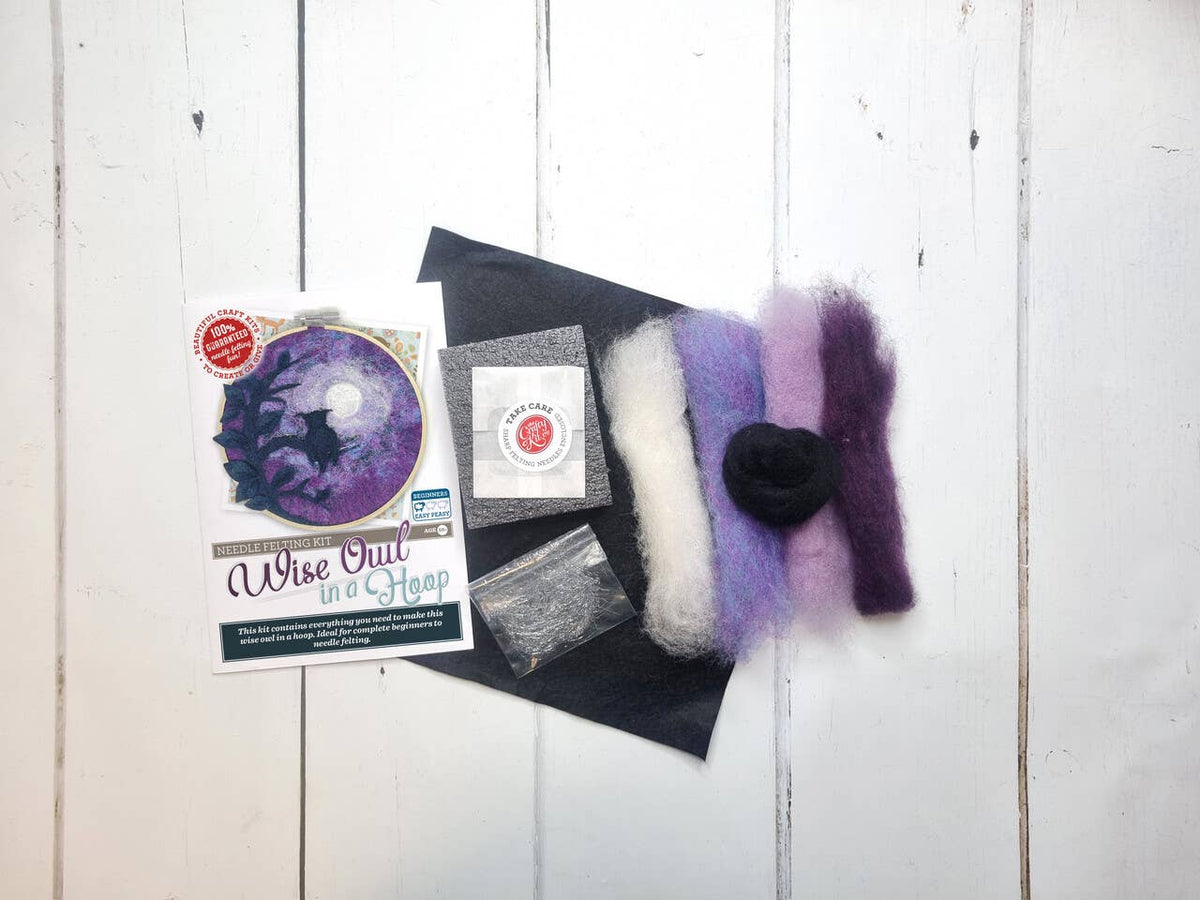 Paint with Wool:Wise Old Owl in a Hoop Needle Felt Craft Kit