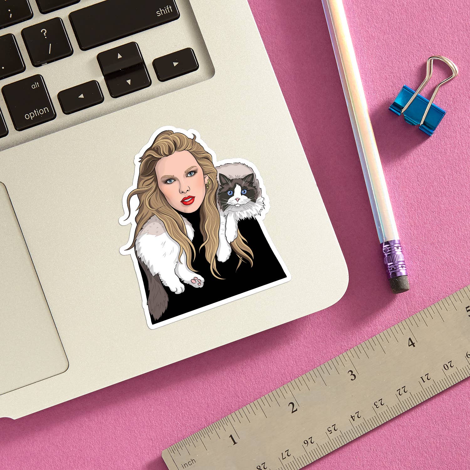 Pop Star with Cat Die Cut Sticker