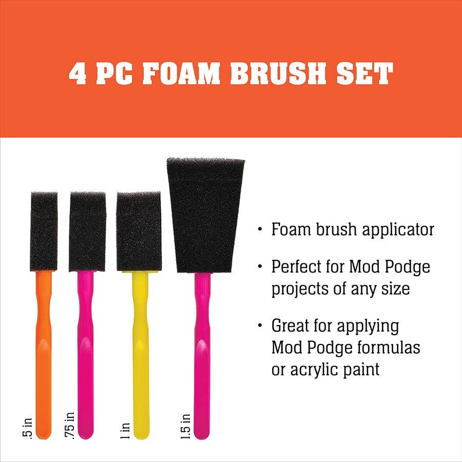 Mod Podge Foam Brush Set: 4 Pieces