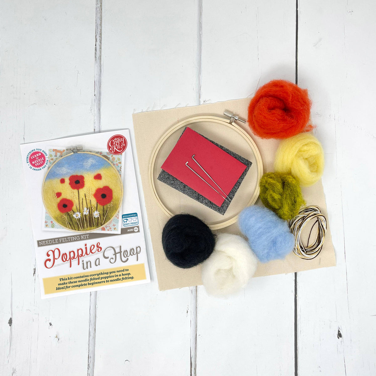 Poppies in a Hoop Needle Felting Kit
