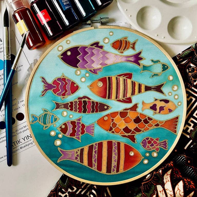 Fishes of the Sea | Batik Craft Kit | Hand-Waxed DIY Art Kit UK: Batik Diy Kit