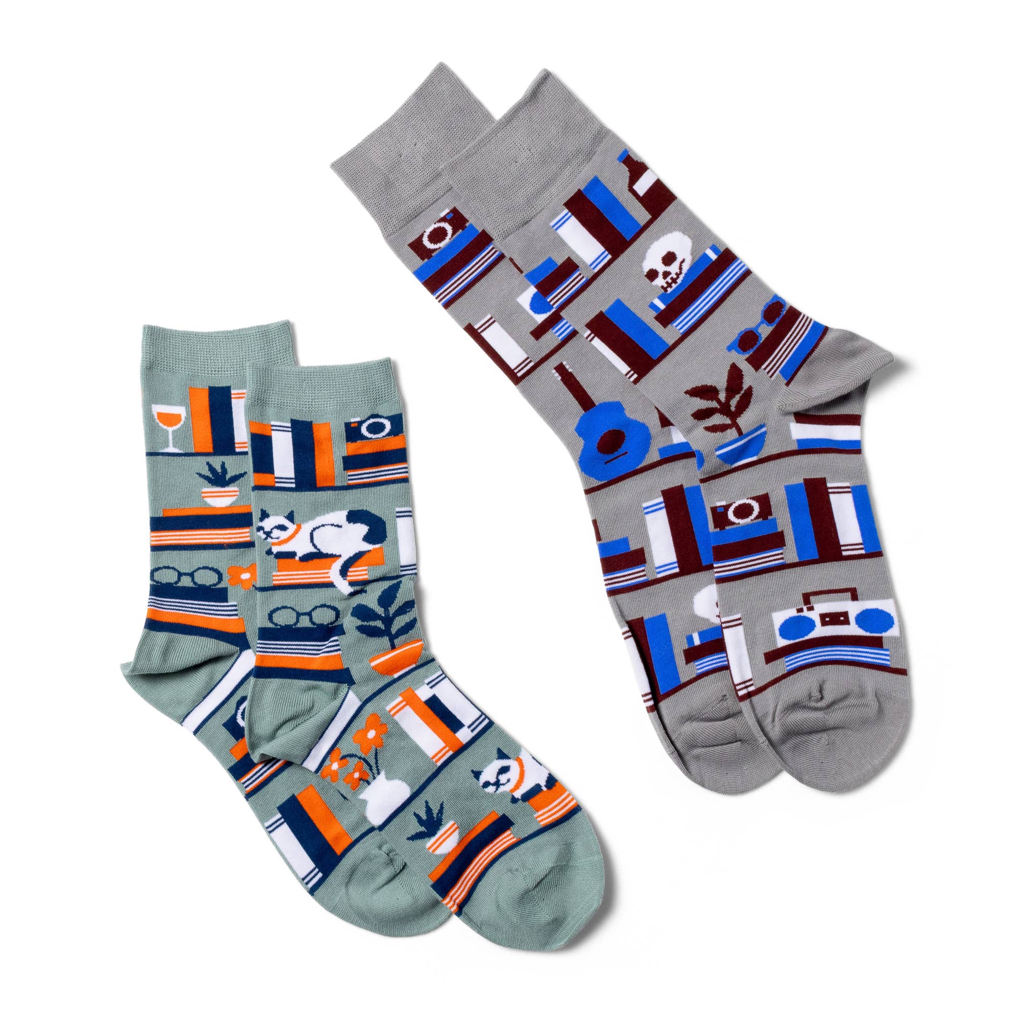 Bookshelf Socks | Book Crew Socks for Book Lovers | Small