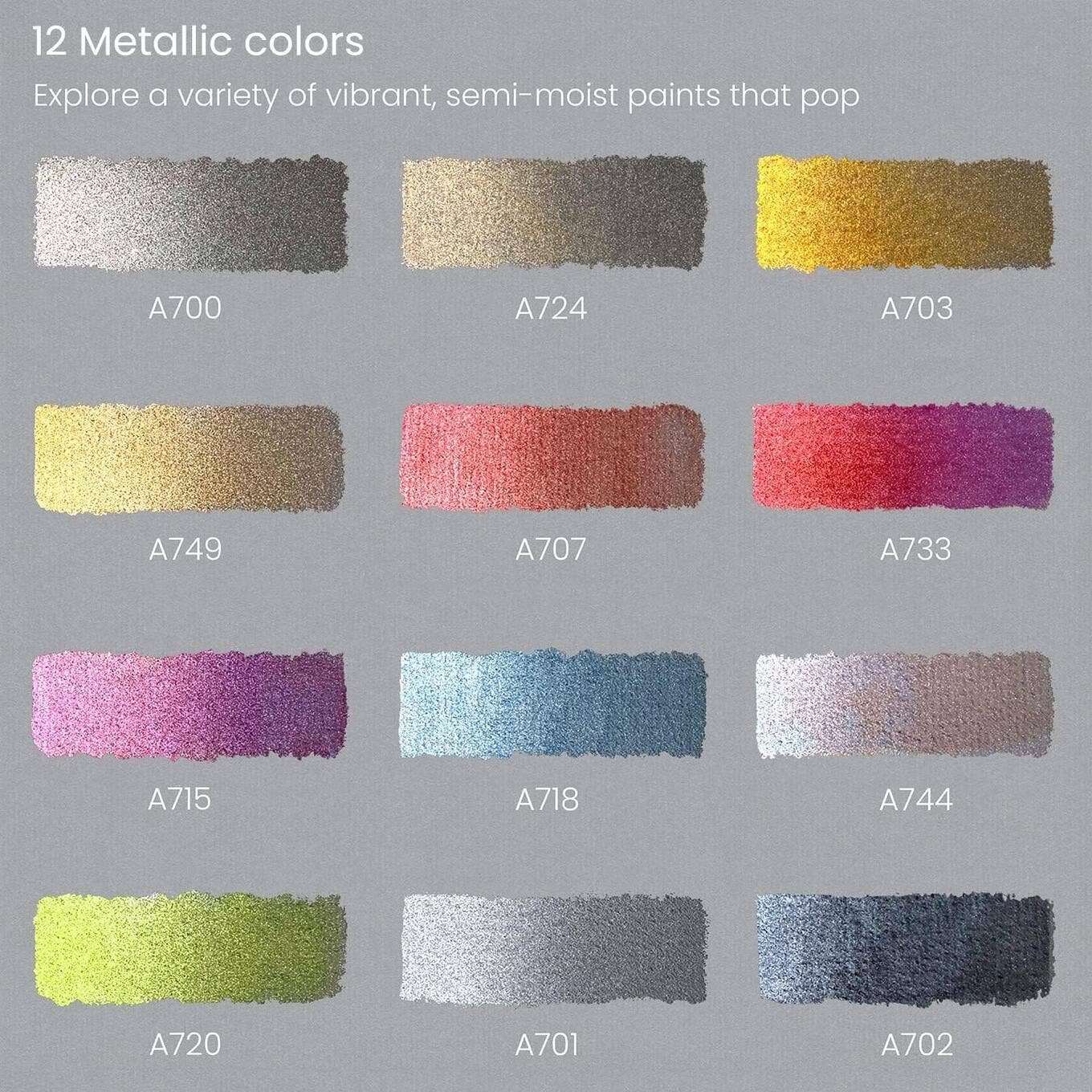 Arteza® Metallic &amp; Iridescent Watercolor Half Pans 12 pc.