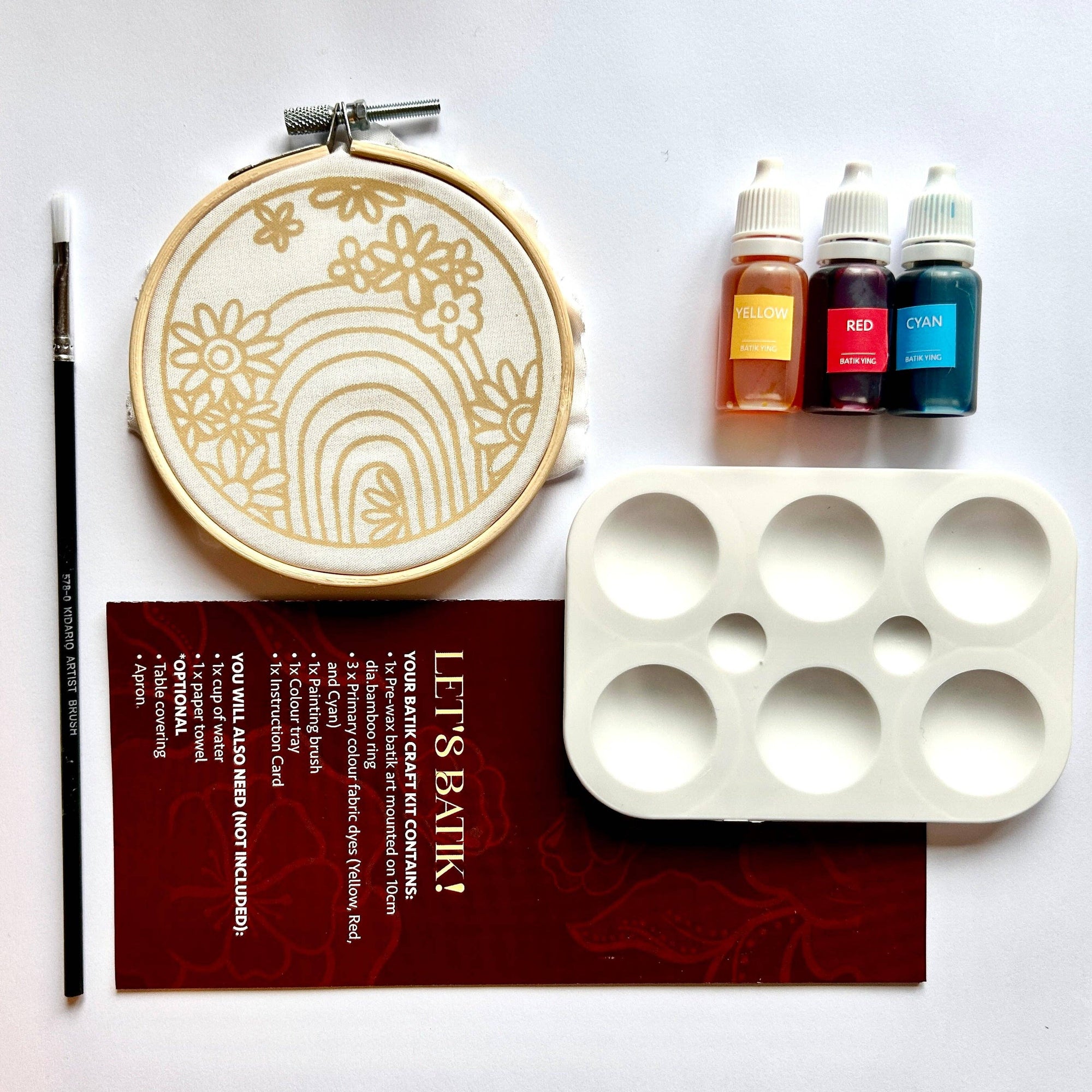 Mini Batik Craft Kit – Over the Rainbow | Hand-Waxed DIY Craft Kit: Batik Kit