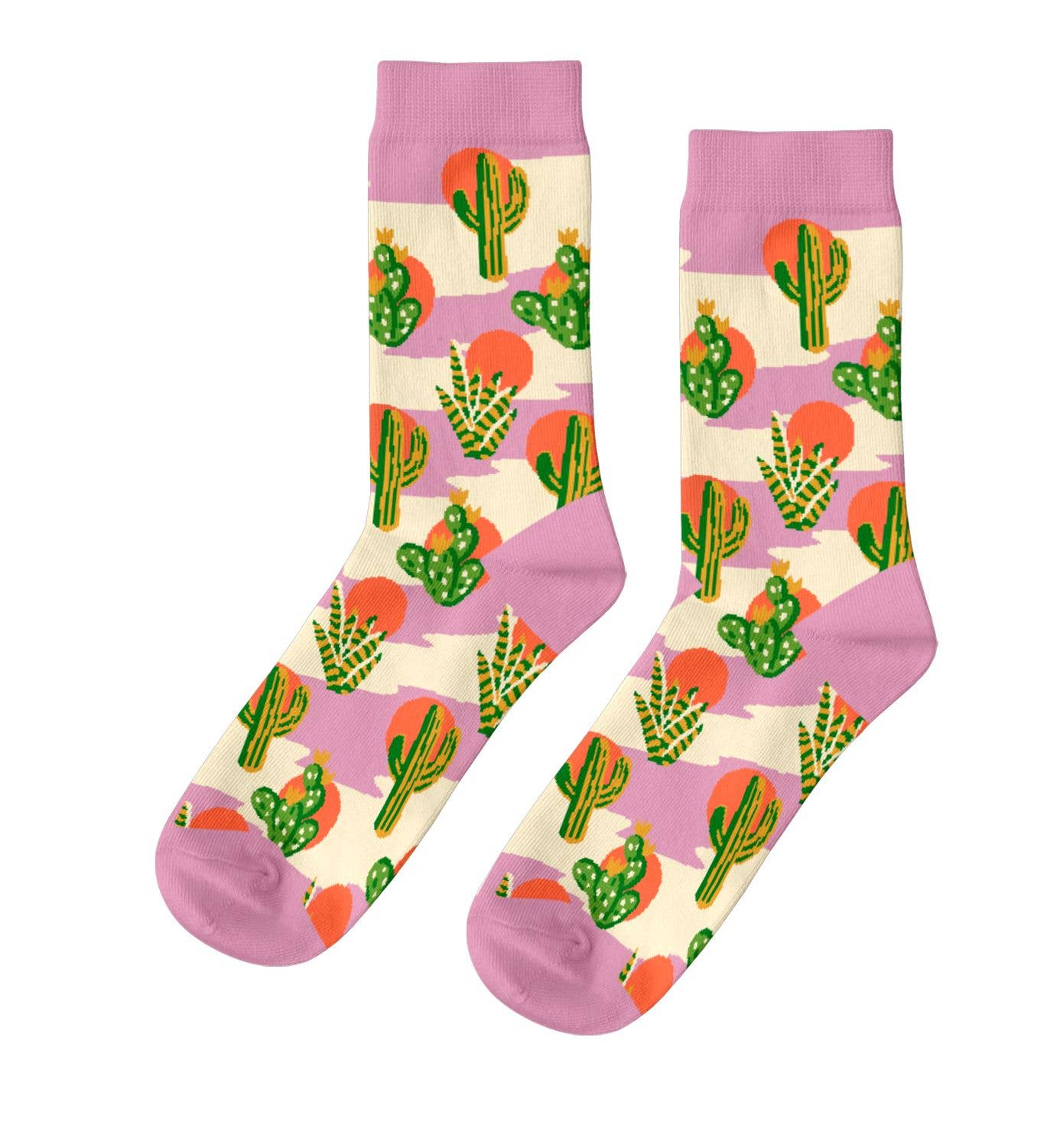 Southwest Cactus Crew Socks | Desert Plant Socks | Small