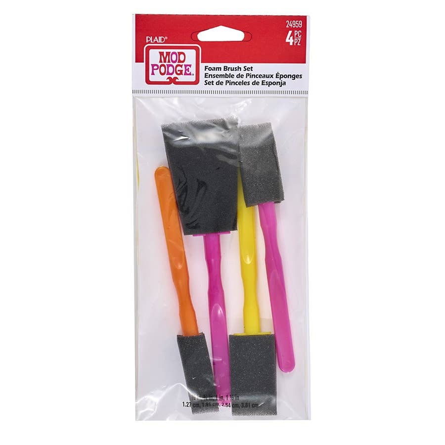 Mod Podge Foam Brush Set: 4 Pieces