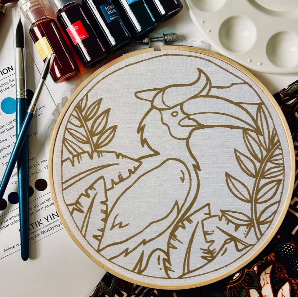 Rhinoceros Hornbill | Batik Craft Kit | Hand-Waxed DIY Art Kit UK: Batik Kit