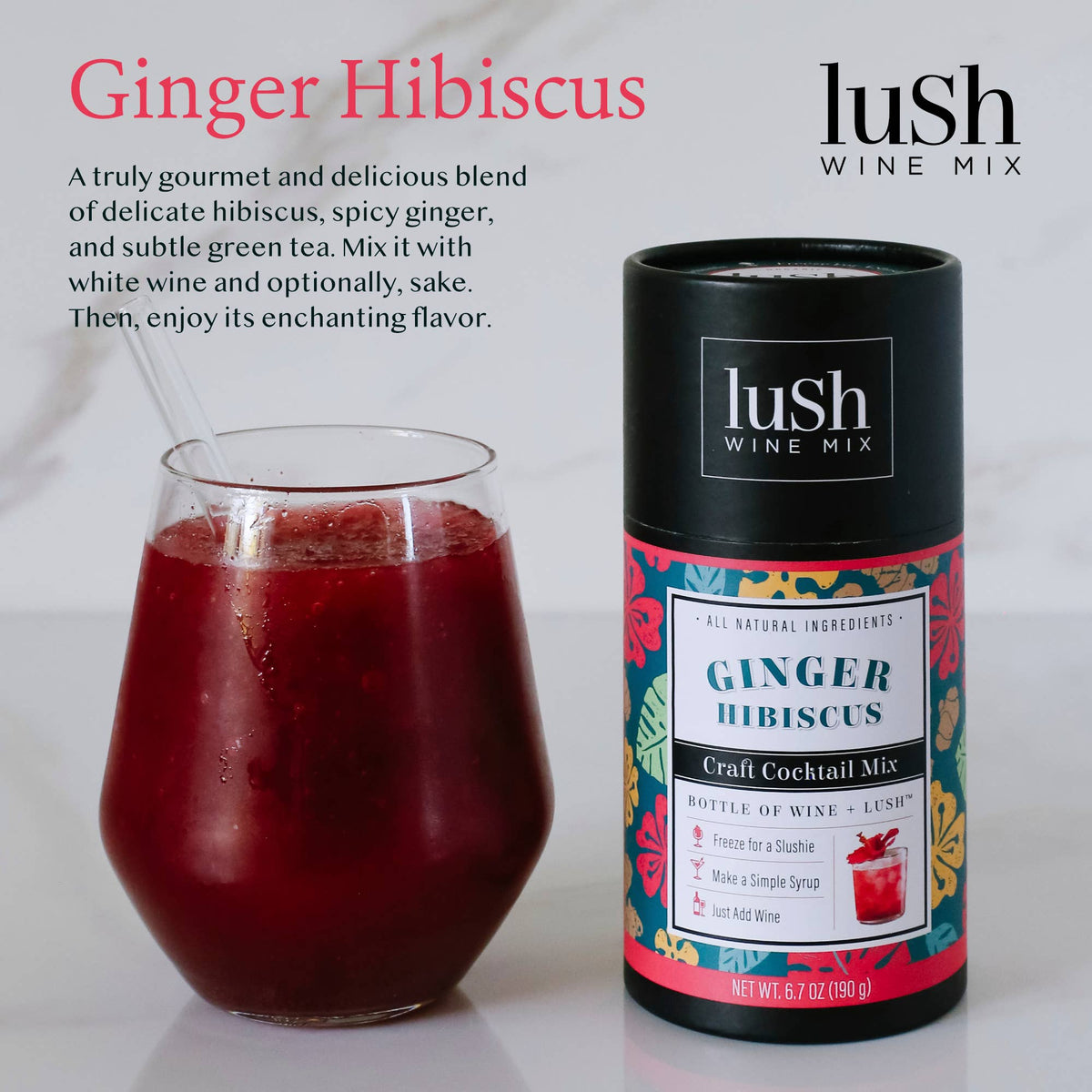 Ginger Hibiscus Singles - 8+ Organic Cocktails &amp; Mocktails