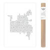Kalamazoo Michigan Map Coloring Poster with Flowers Pattern: Flat with Cardboard Backing