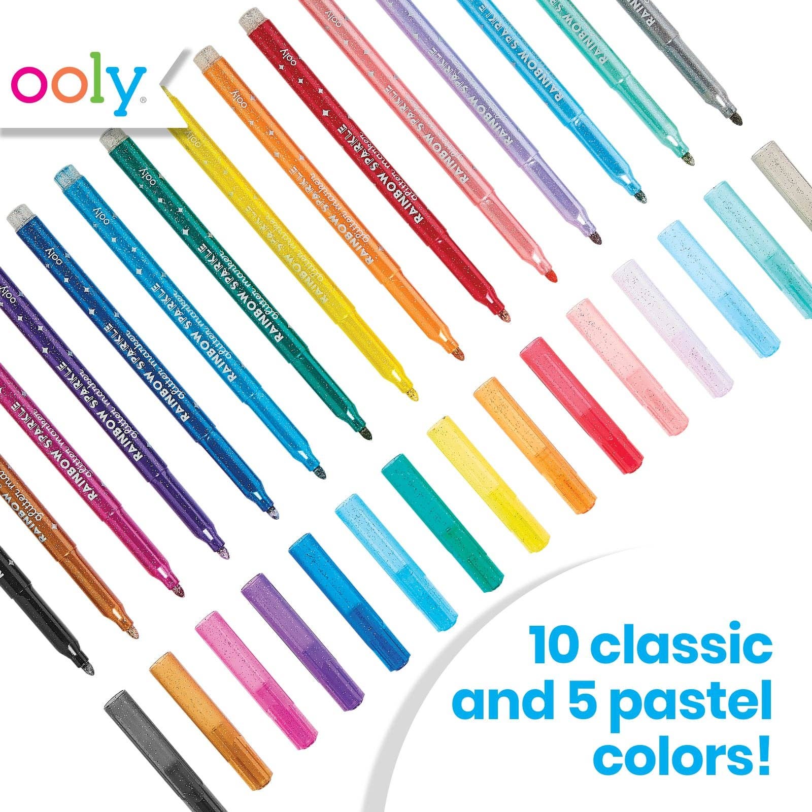 Rainbow Sparkle Glitter Markers - Set of 15