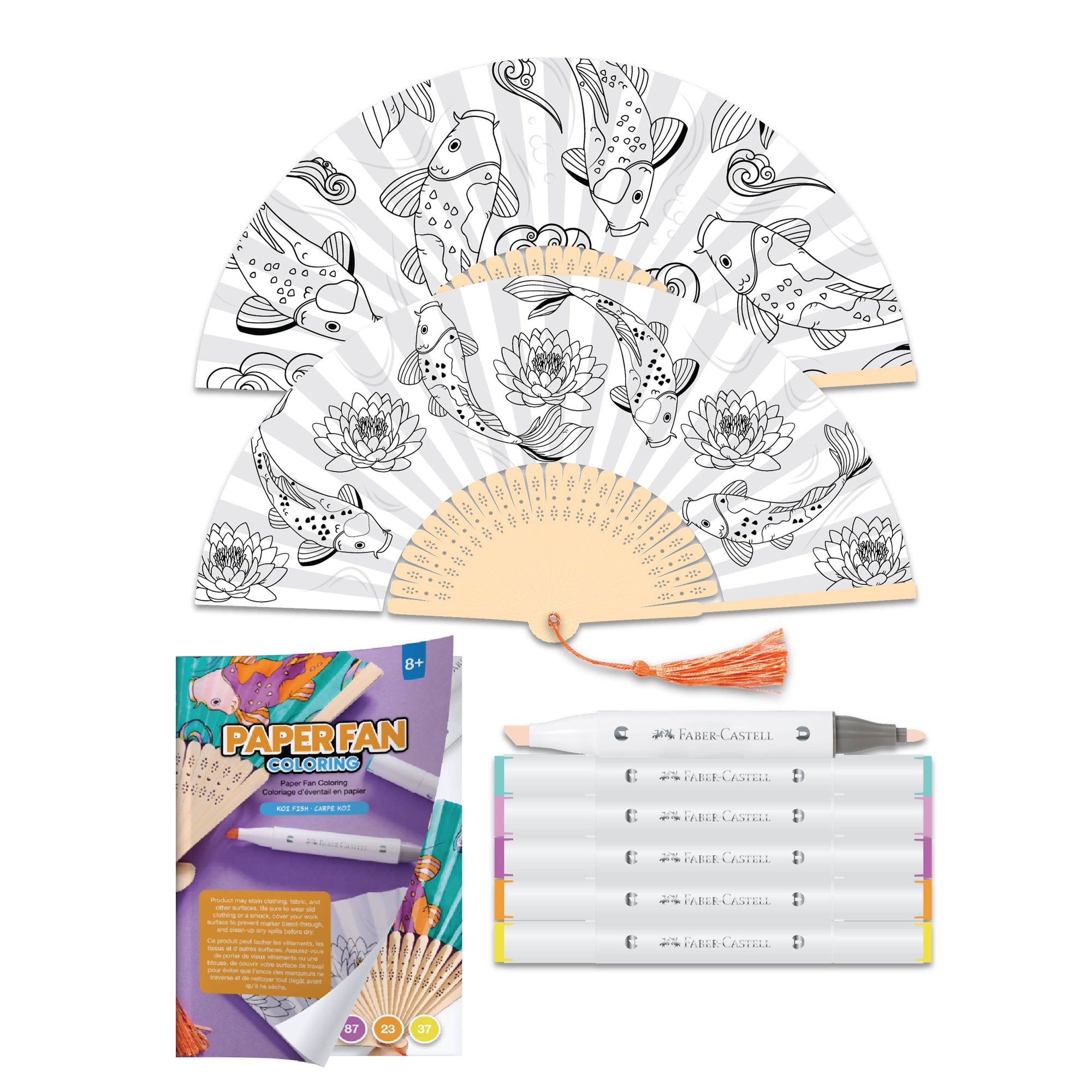 Paper Fan Painting Kit for Kids - Koi Fish