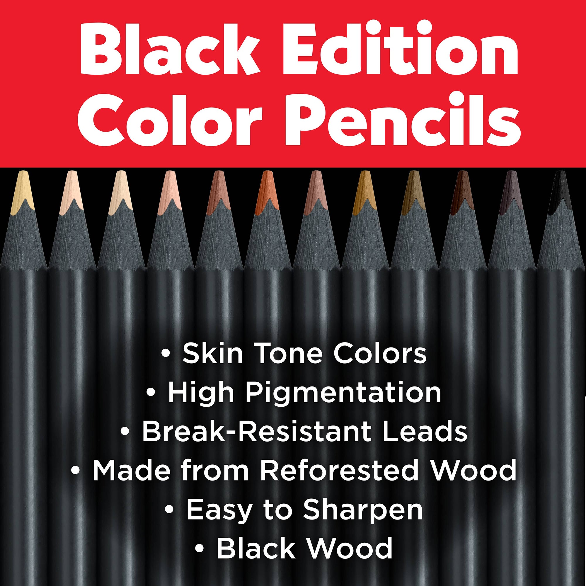 Super Soft Black Edition Color Pencils: 12 Ct Skin Tones