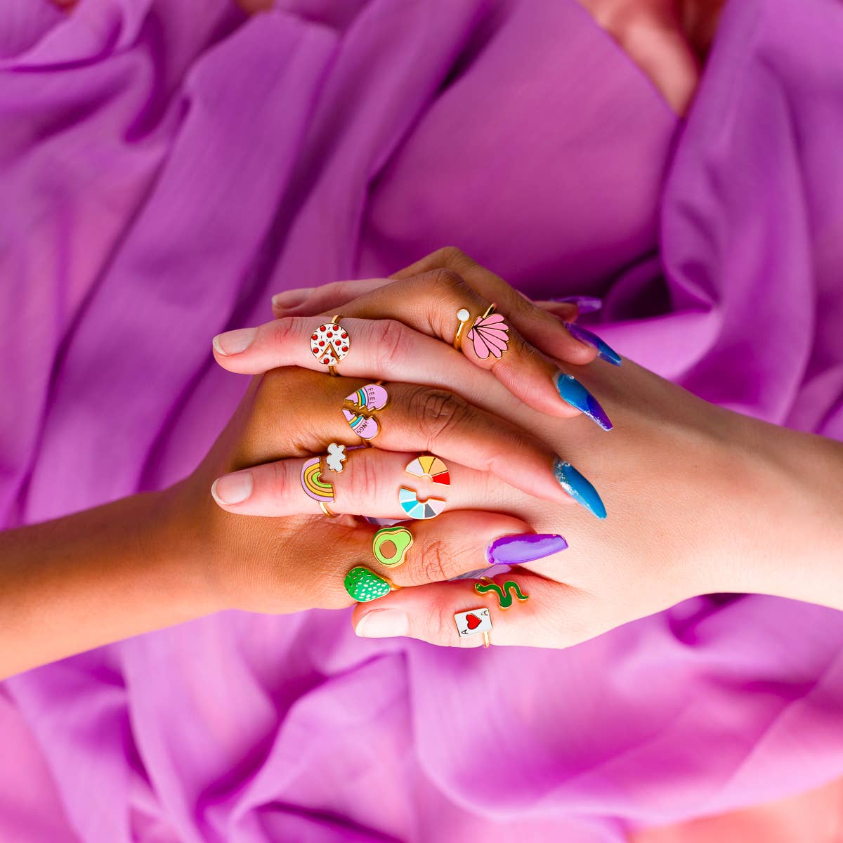 Color Wheel Adjustable Gold Ring | Art Jewelry