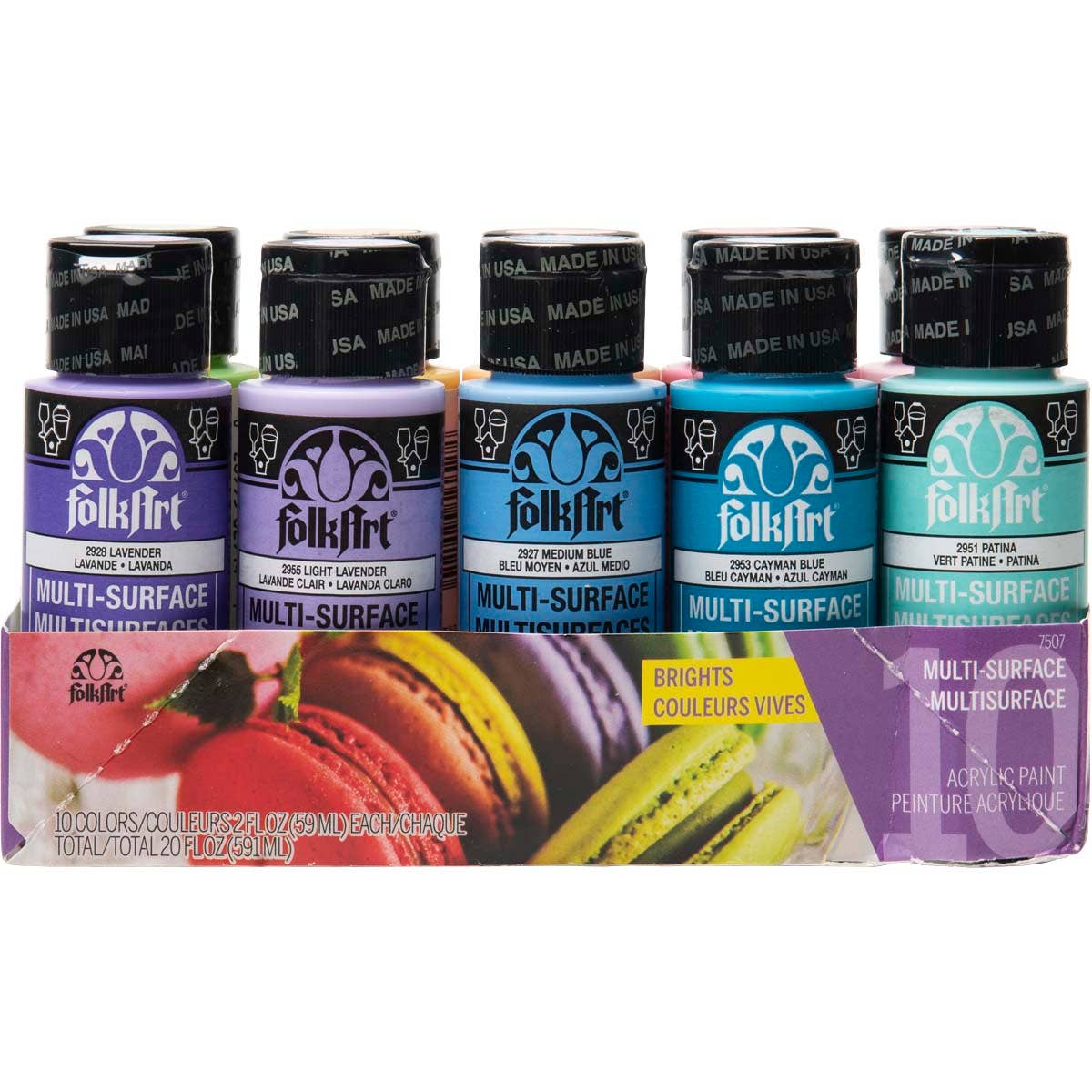 MultiSurface Acrylic Paint Brights Set: 10 Colors