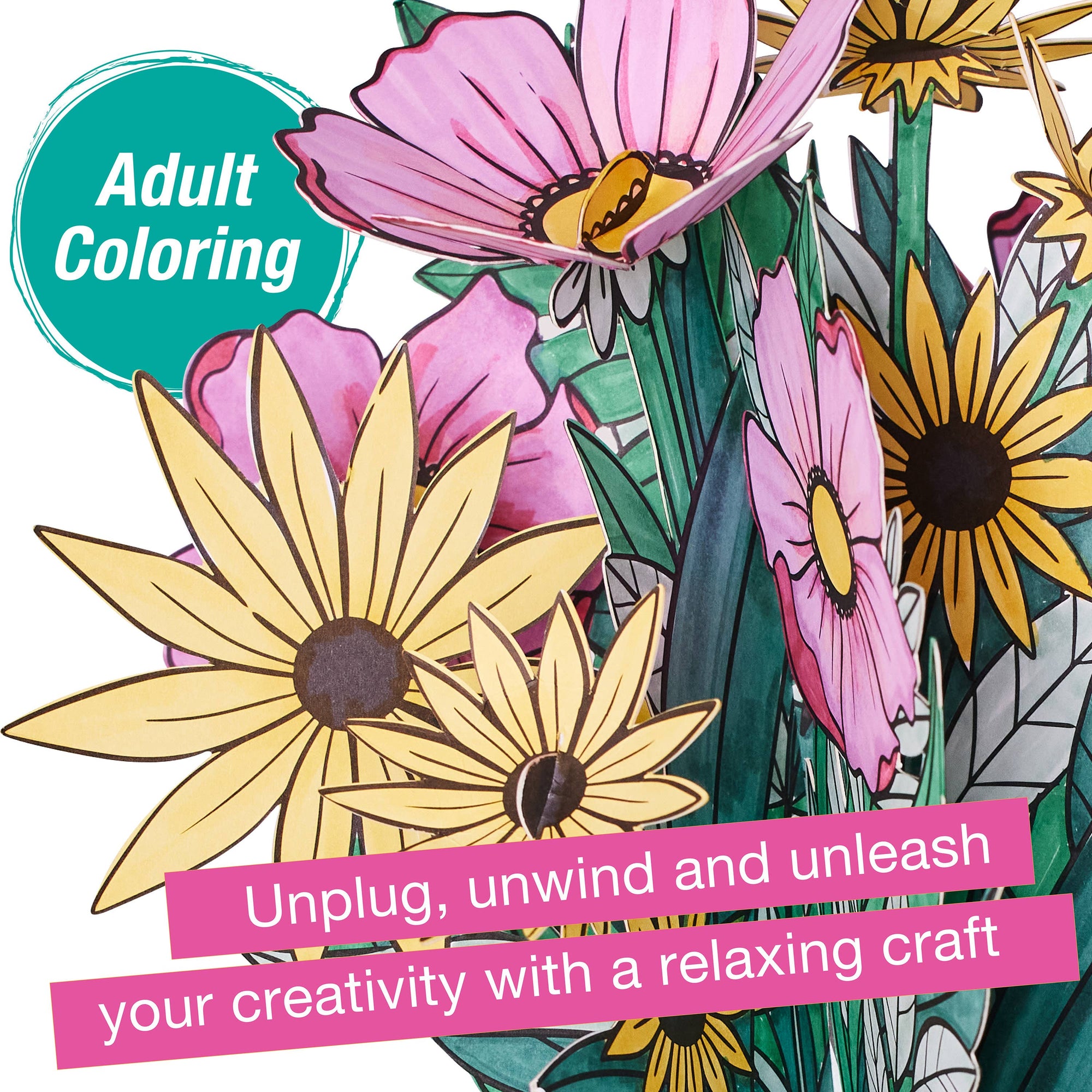 Pop Up Coloring Wildflower Bouquet - Adult Coloring Craft