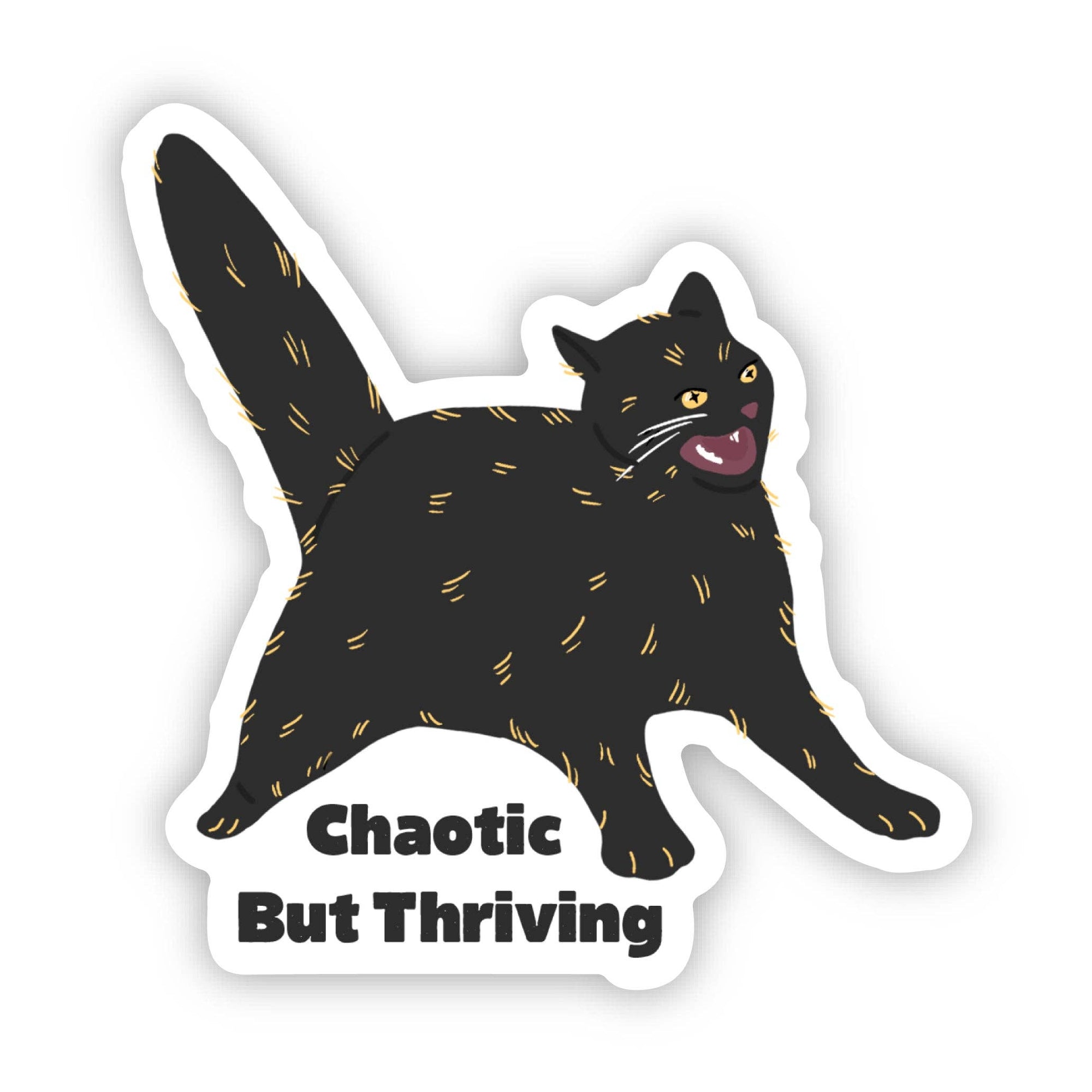 Chaotic But Thriving Anime Cat Sticker