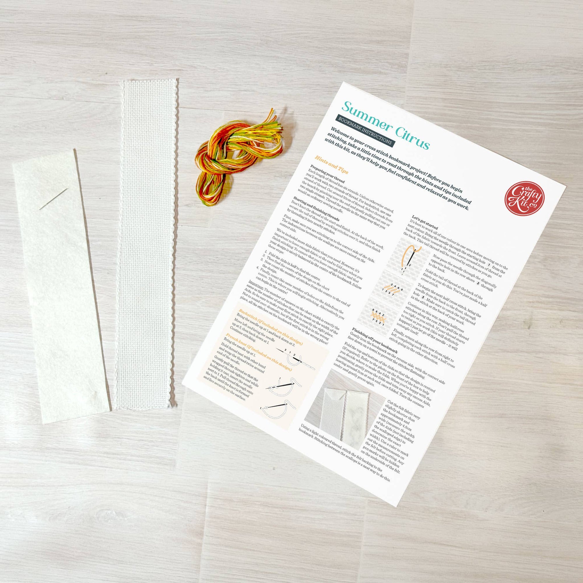 Summer Citrus Cross Stitch Bookmark Kit