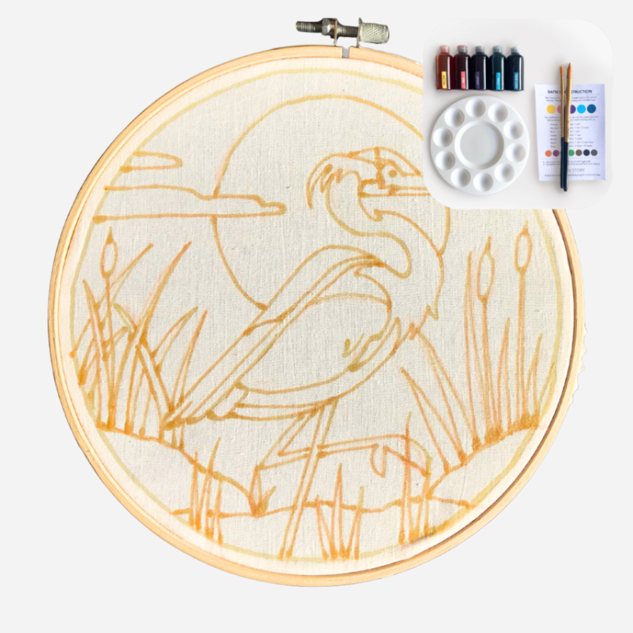 River Heron | Batik Craft Kit | Hand-Waxed DIY Art Kit UK: Batik Kit
