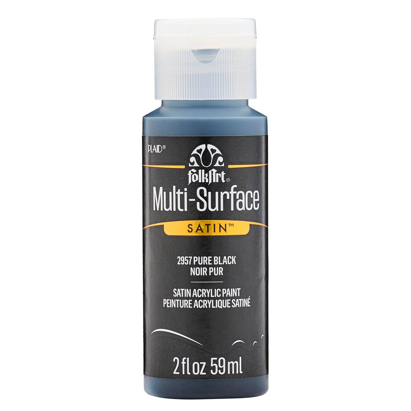FolkArt ® Multi-Surface Satin Acrylic Paint - 2 oz: Pure Black
